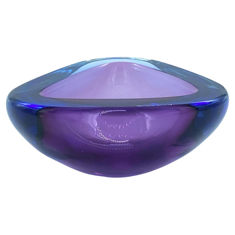 Flavio Poli for Seguso Blue and Violet Murano Glass Bowl, Italy, 1960s For  Sale at 1stDibs