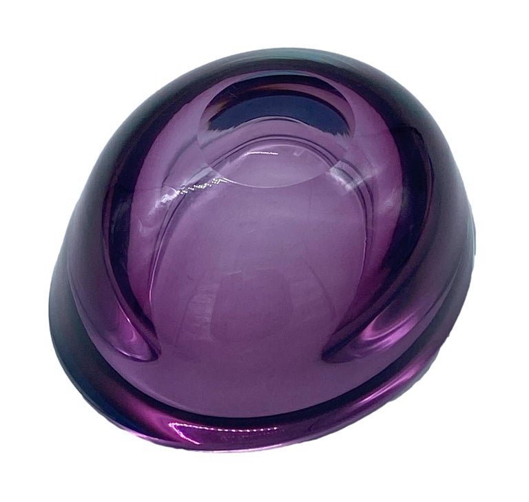 Mid-20th Century Flavio Poli for Seguso Green and Violet Murano Glass Bowl, Italy 1960s For Sale