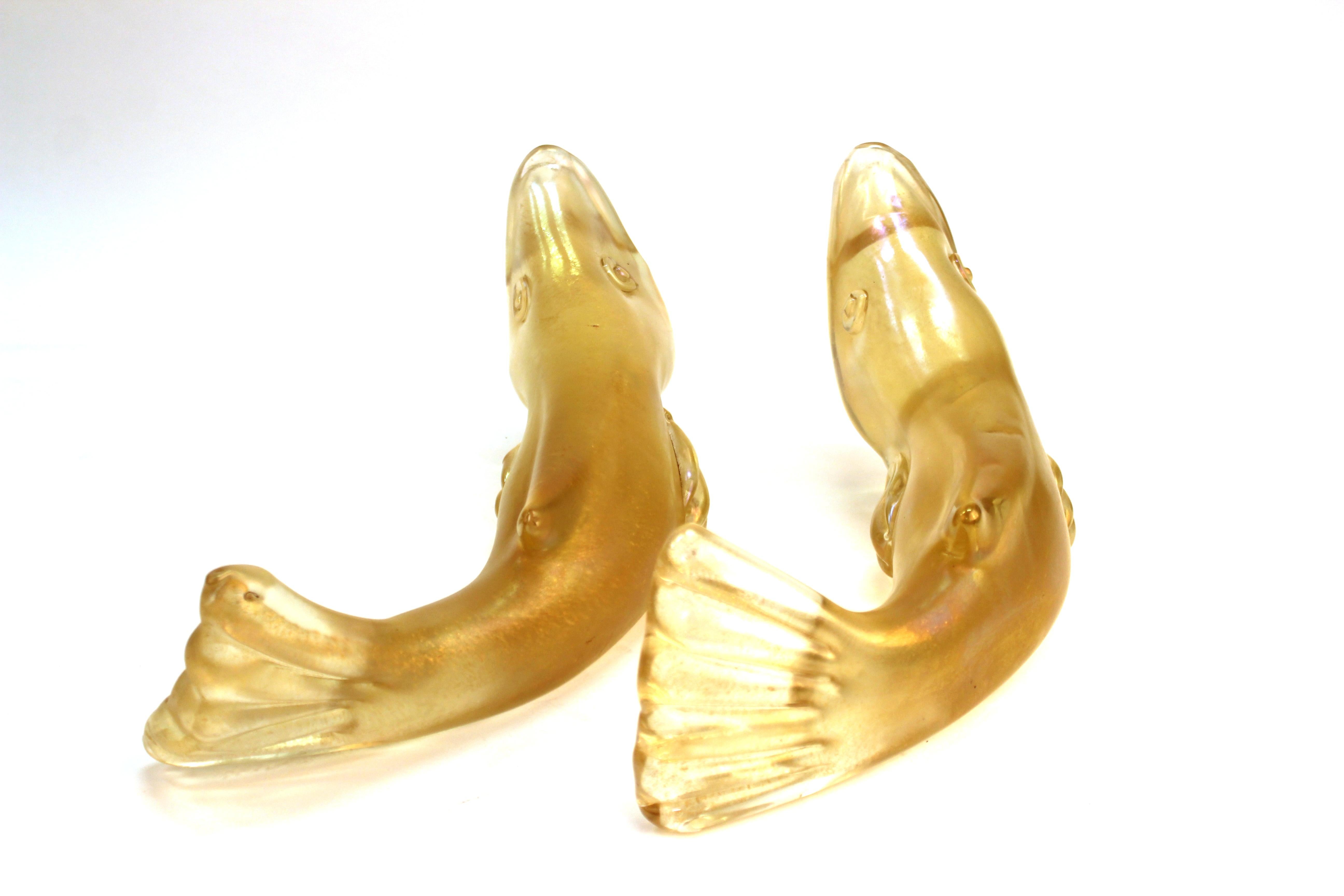 Murano Glass Flavio Poli for Seguso Italian Murano Bullicante Glass Fish