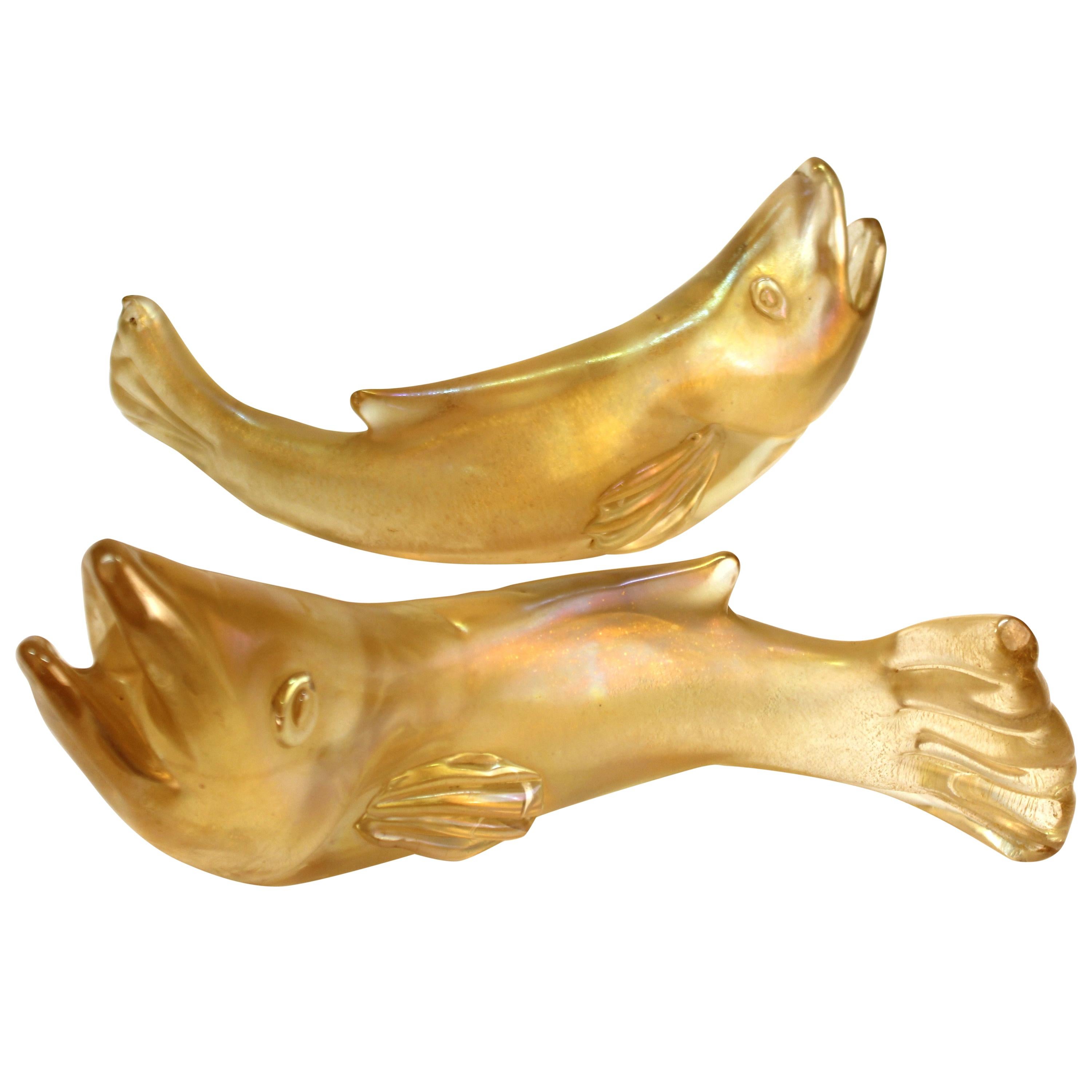 Flavio Poli for Seguso Italian Murano Bullicante Glass Fish