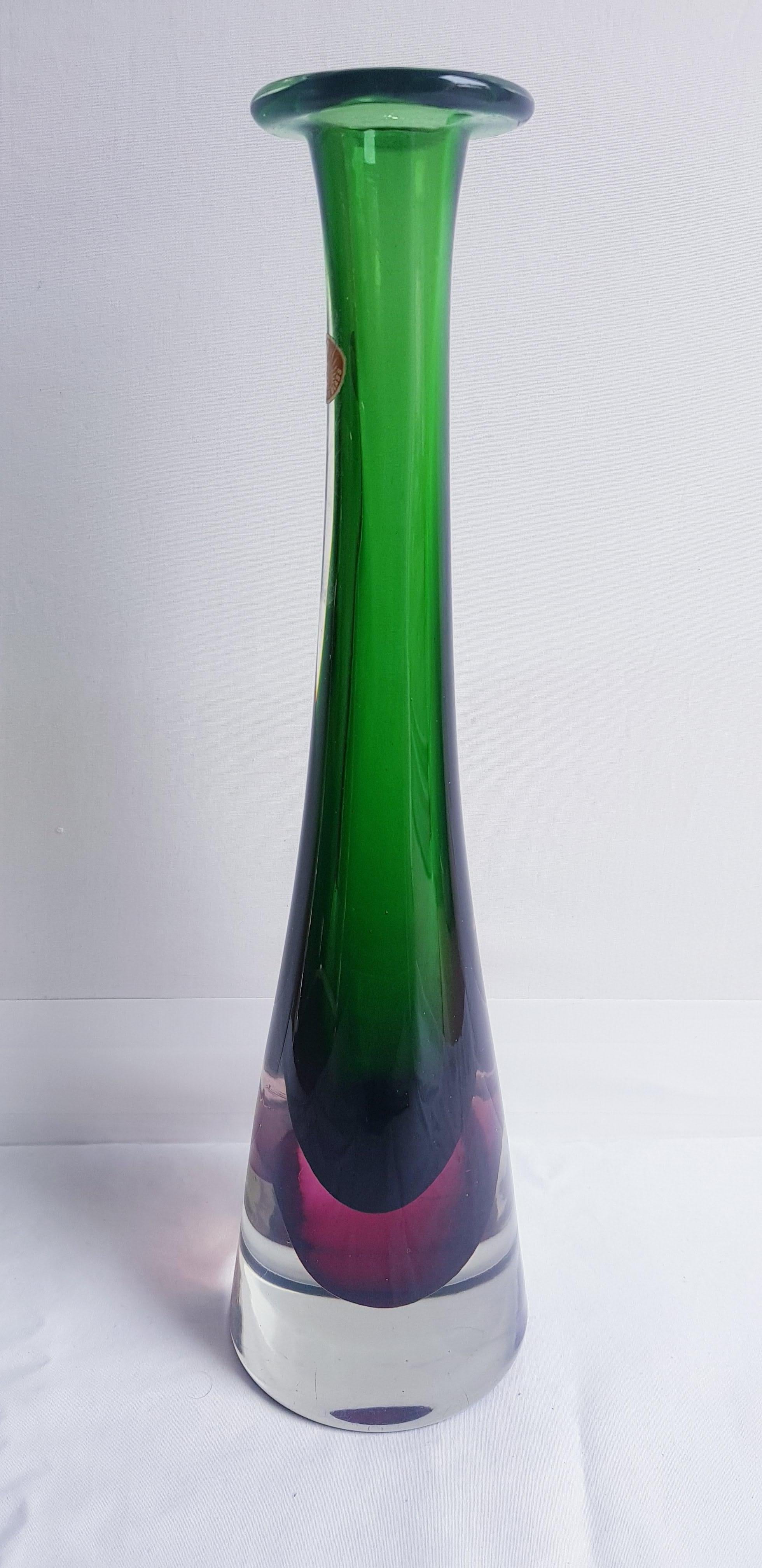 Mid-20th Century Flavio Poli for Seguso Large Murano Glass Sommerso Bottle(57cm) For Sale