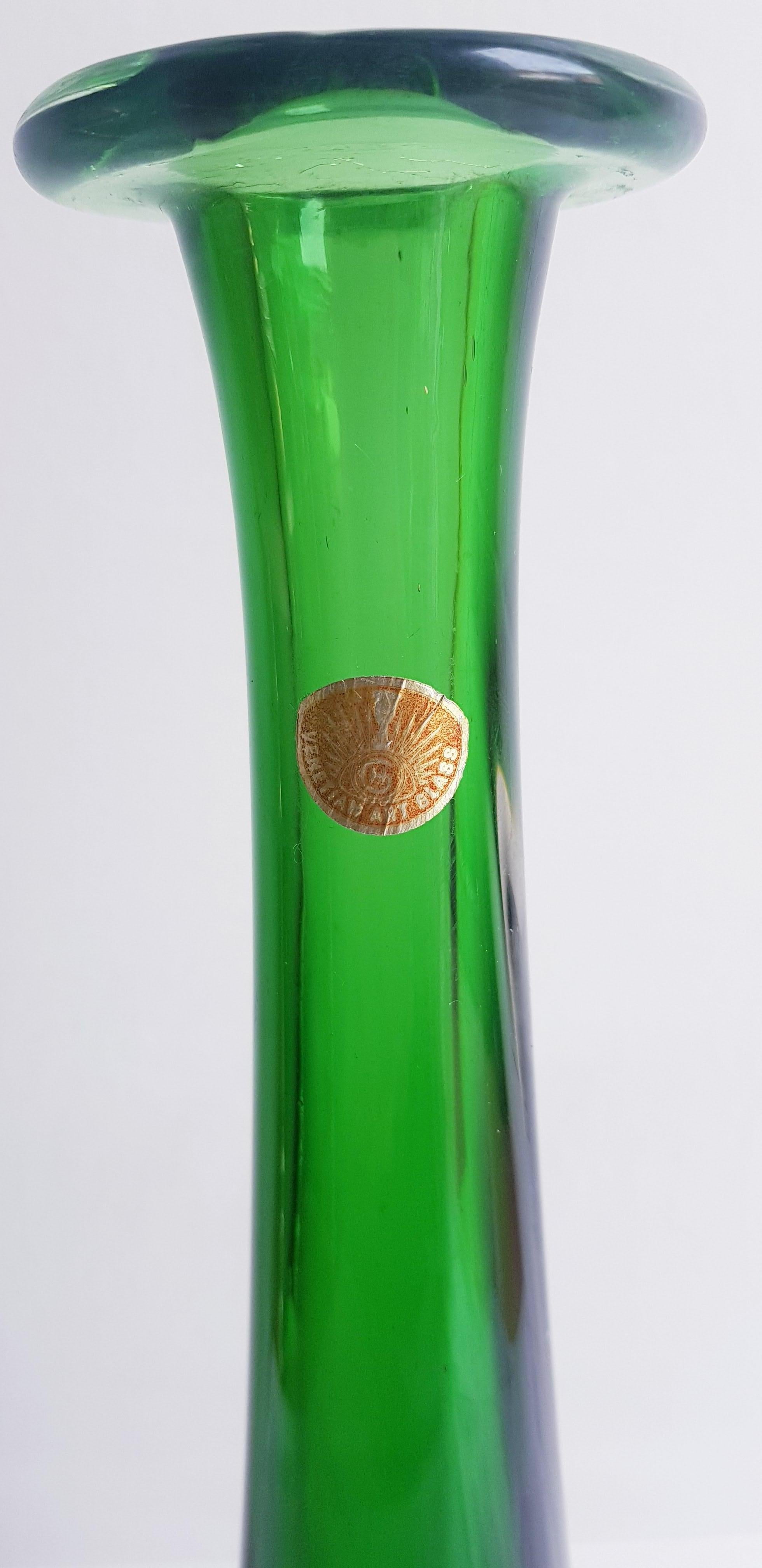 Flavio Poli for Seguso Large Murano Glass Sommerso Bottle(57cm) For Sale 1