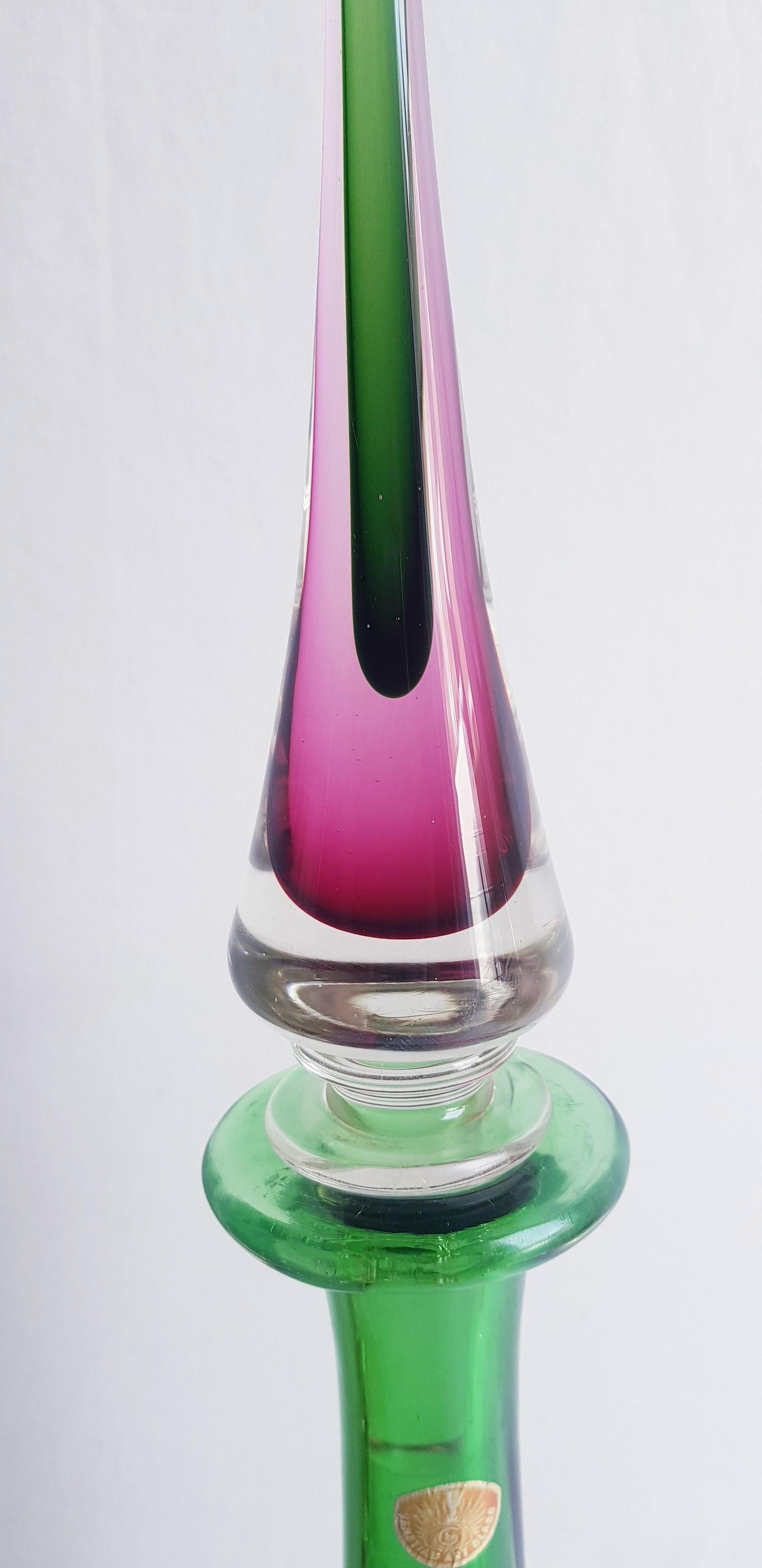 Flavio Poli for Seguso Large Murano Glass Sommerso Bottle(57cm) For Sale 2