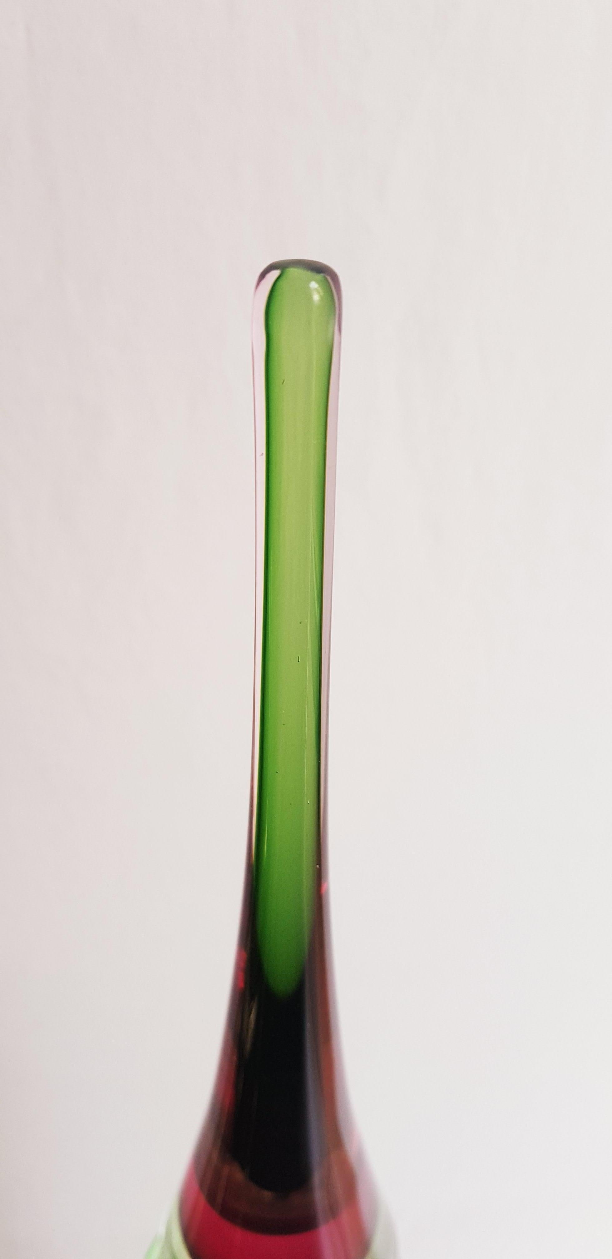 Flavio Poli for Seguso Large Murano Glass Sommerso Bottle(57cm) For Sale 3