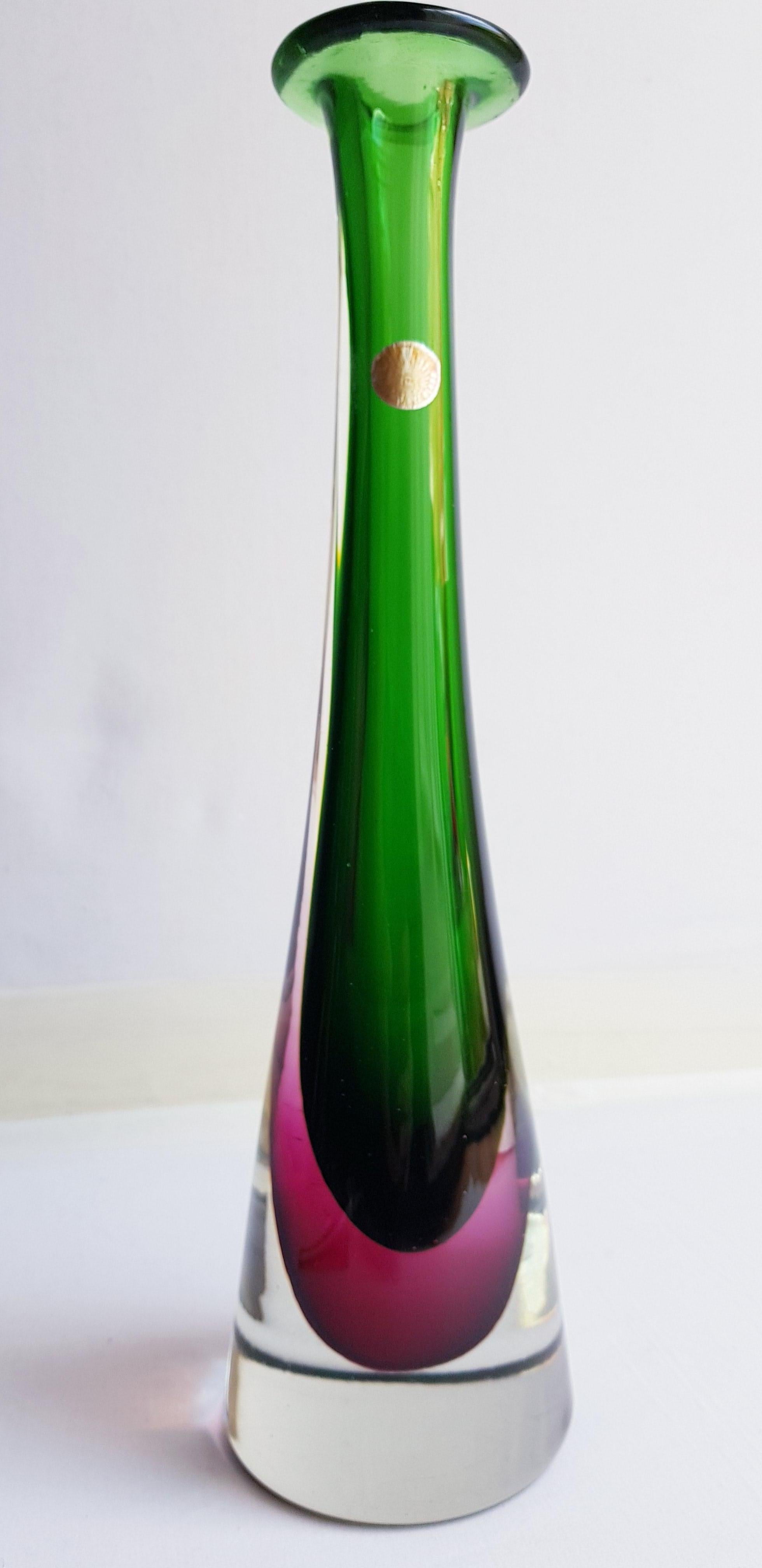 Flavio Poli for Seguso Large Murano Glass Sommerso Bottle(57cm) For Sale 5