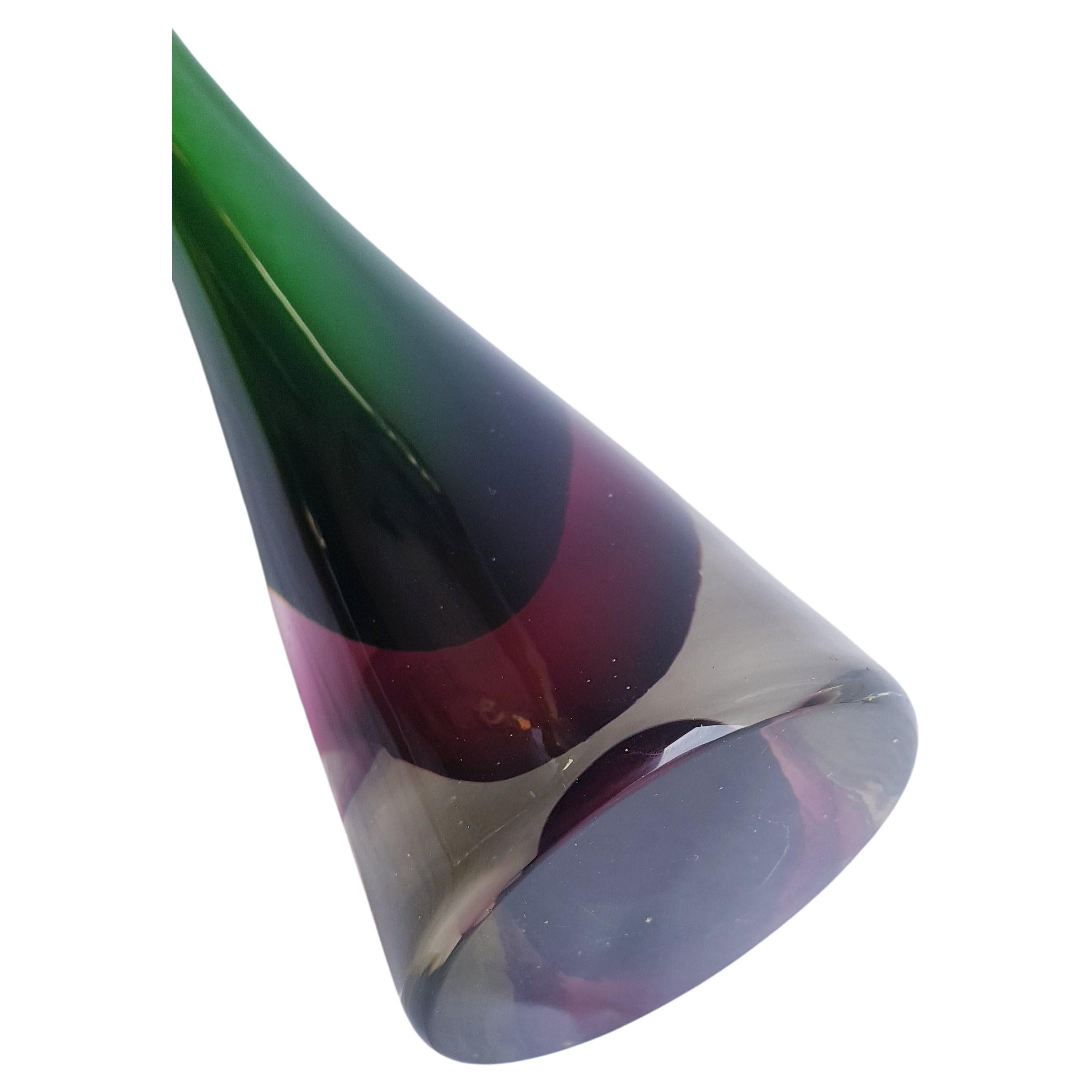 Italian Flavio Poli for Seguso Large Murano Glass Sommerso Bottle(57cm) For Sale
