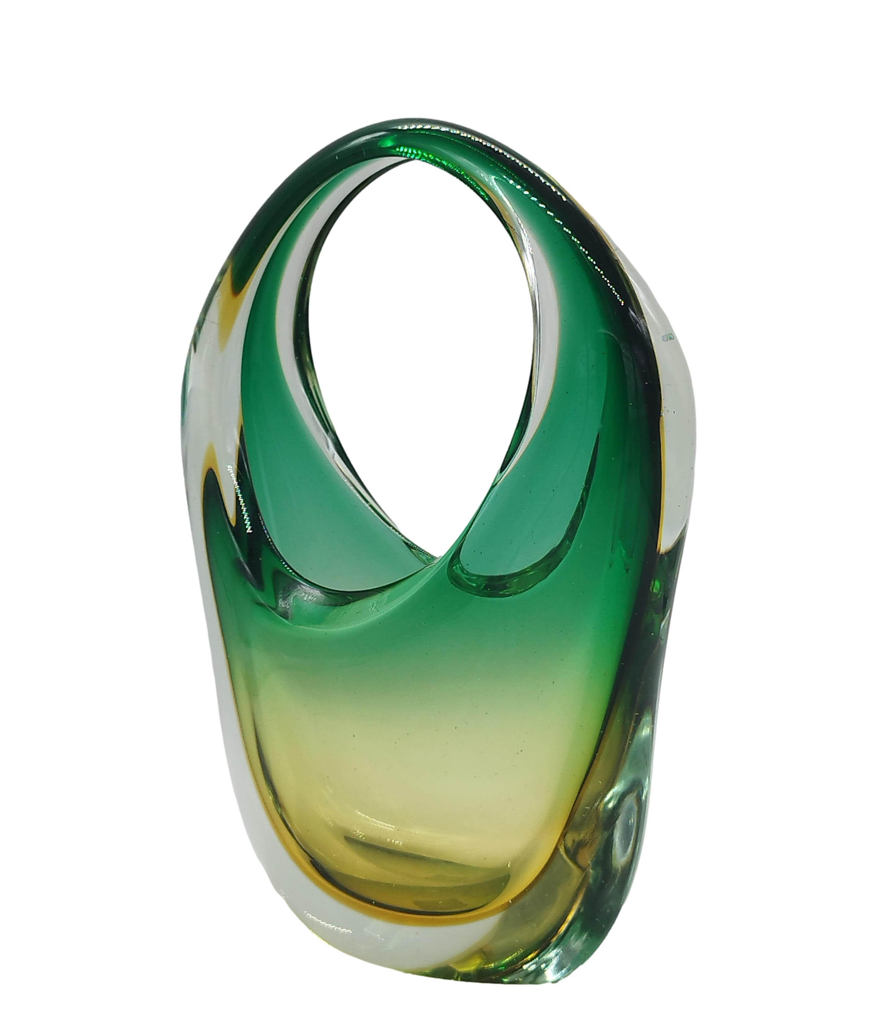 Mid-Century Modern Flavio Poli for Seguso Murano Glass Submerged Centerpiece, Italy 1950s