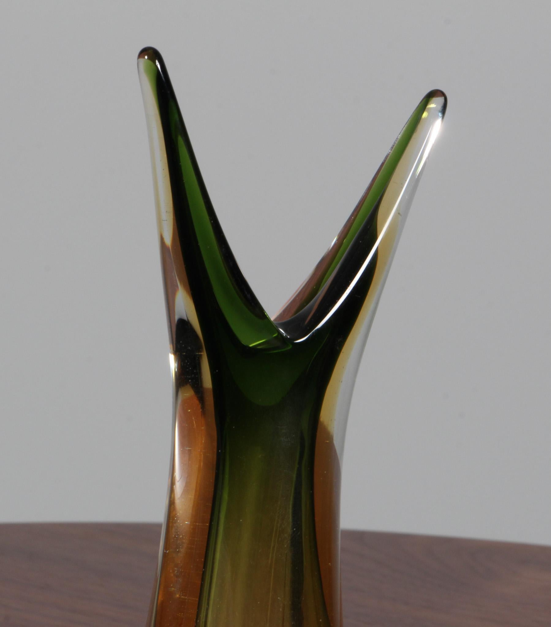 Mid-Century Modern Flavio Poli for Seguso Murano Glass Vase, Italy 1960s For Sale