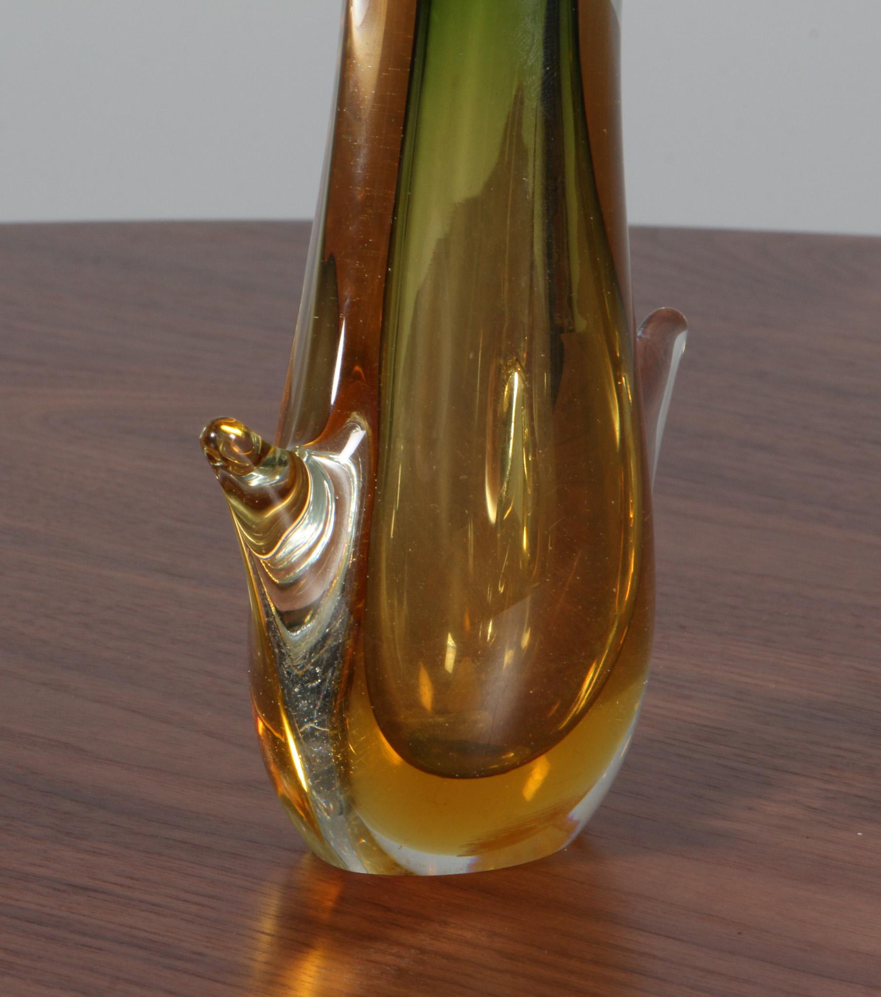 Italian Flavio Poli for Seguso Murano Glass Vase, Italy 1960s For Sale