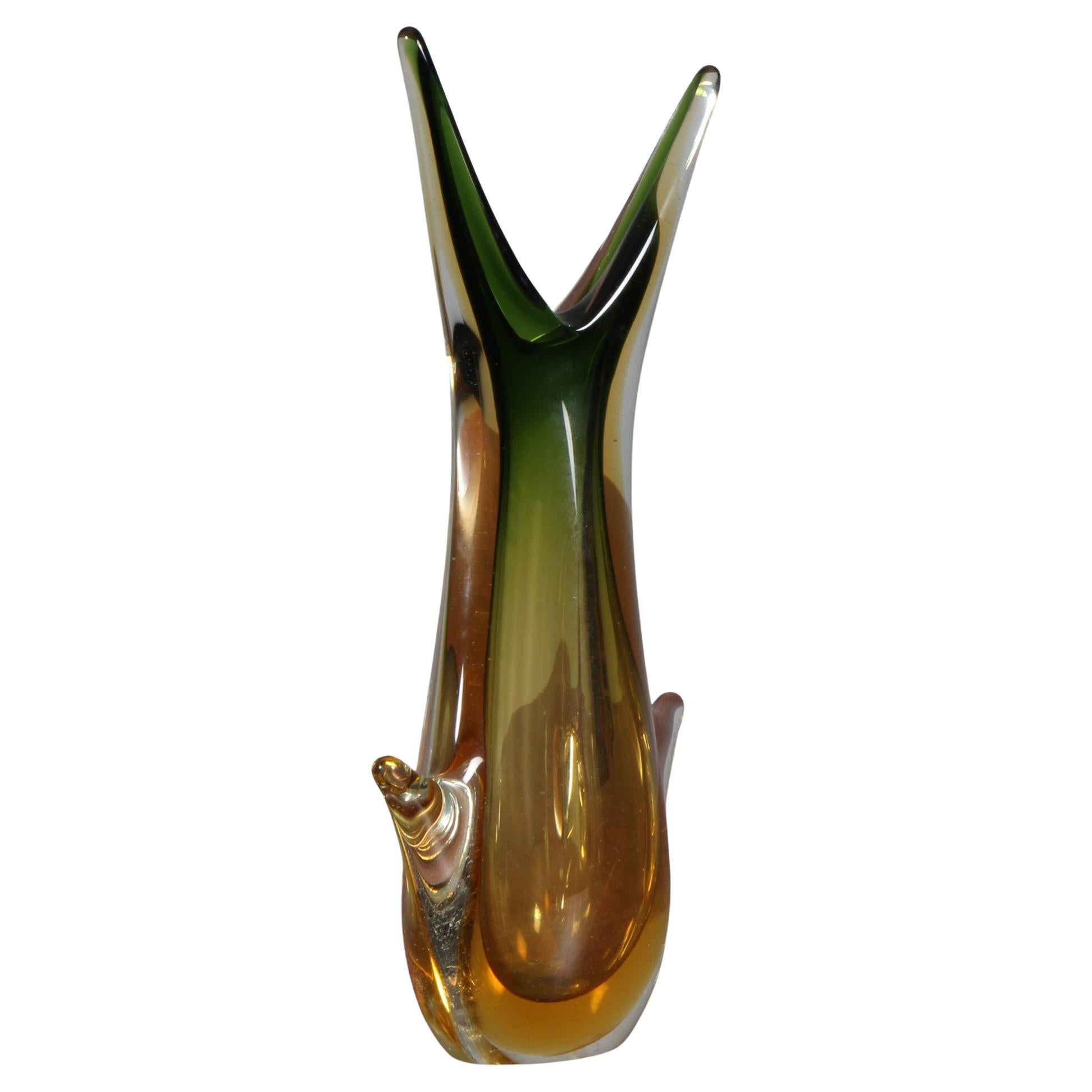 Flavio Poli for Seguso Murano Glass Vase, Italy 1960s