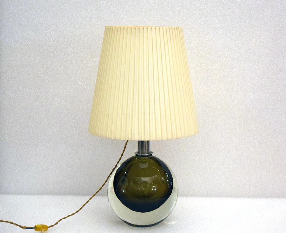 Fabric Flavio Poli for Seguso Murano Midcentury Table Lamp, 1950s For Sale