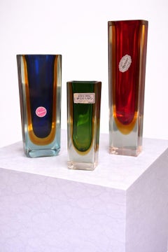 Flavio Poli für Seguso Murano Glass Sommerso Vasen, 3er-Set, Italien, 1950er Jahre