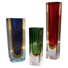 Flavio Poli für Seguso Murano Glass Sommerso Vasen, 3er-Set, Italien, 1950er Jahre