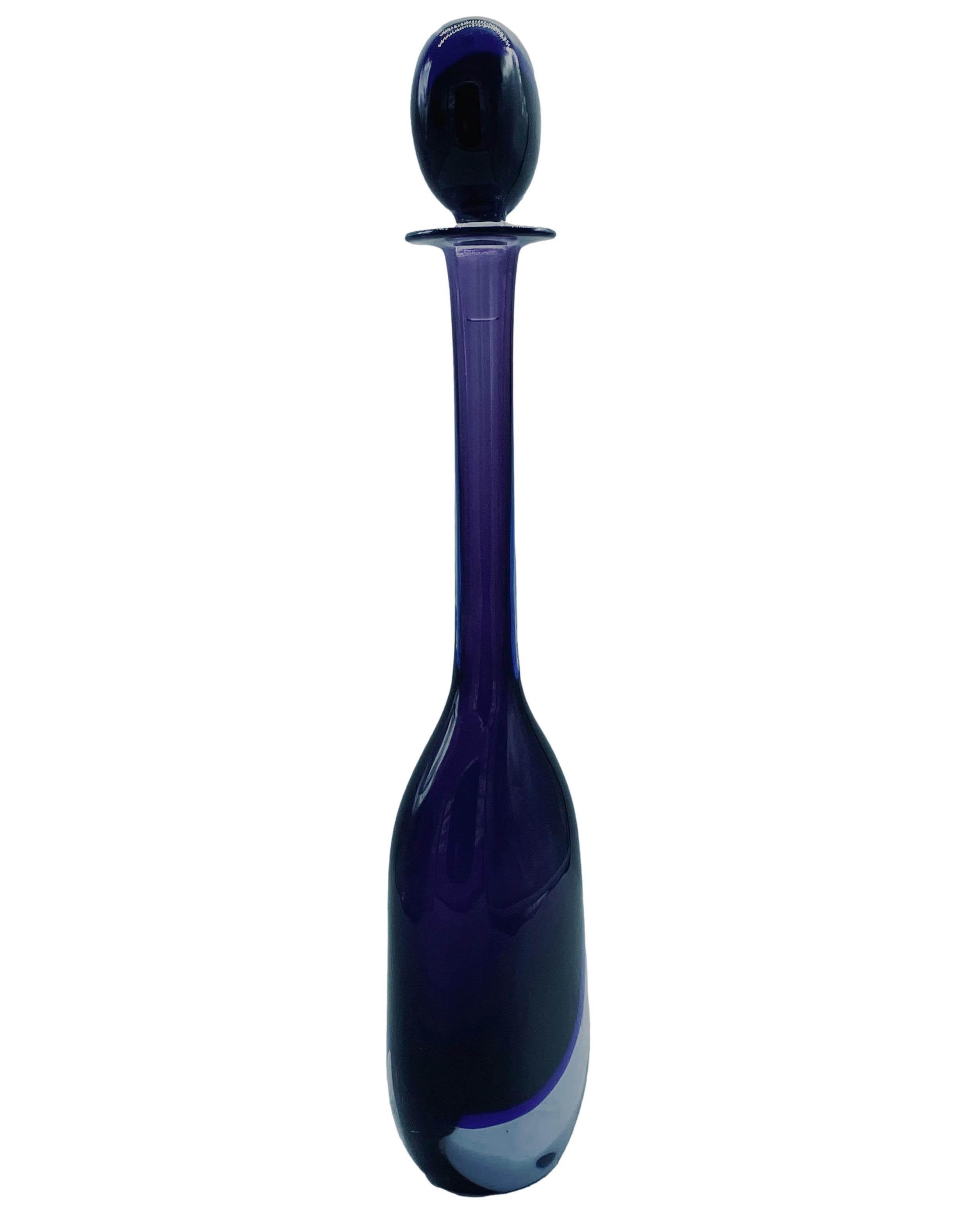 Mid-Century Modern Flavio Poli for Seguso Purple Murano Glass Bottle, Italy 1950s