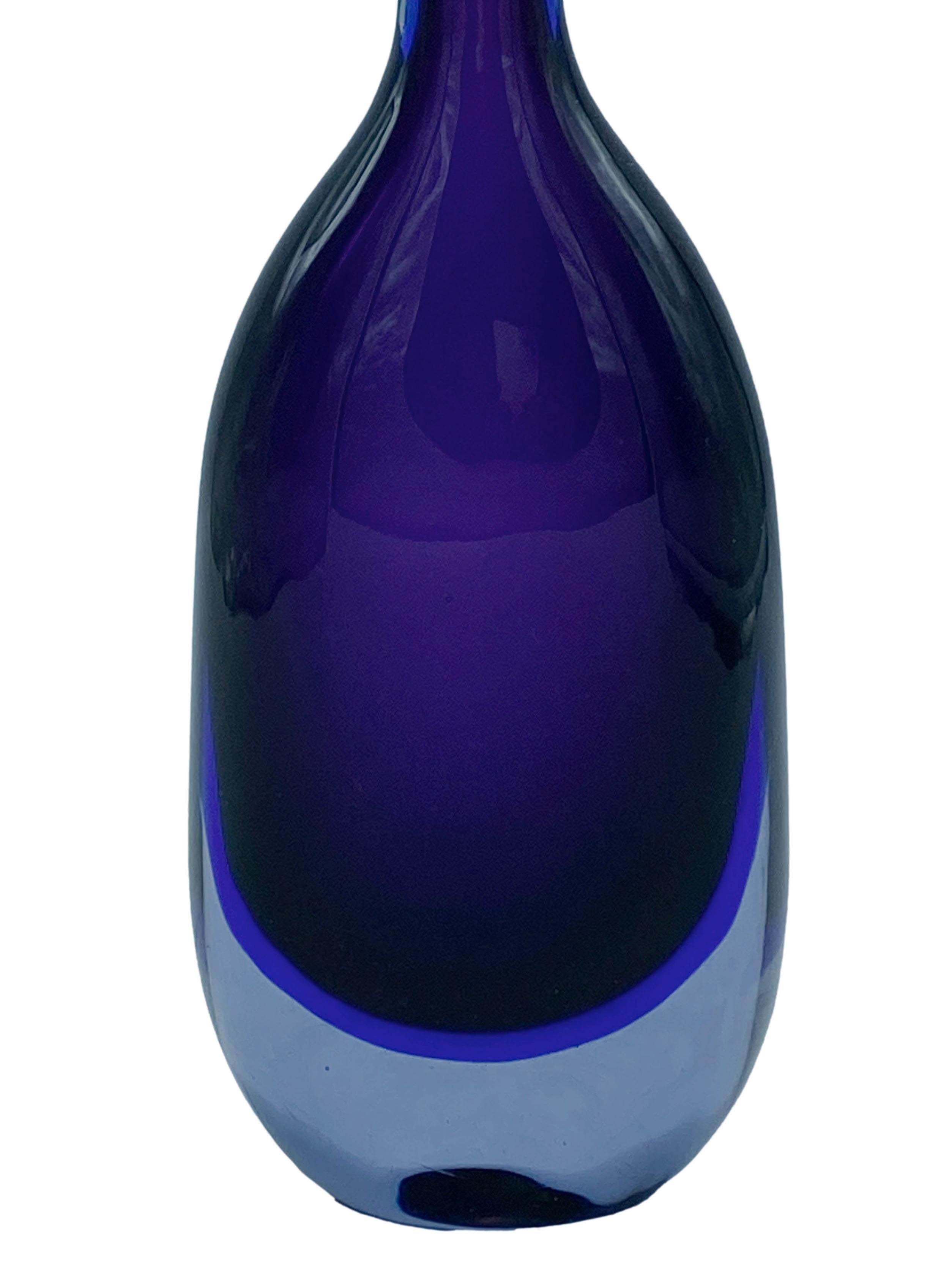 Flavio Poli for Seguso Purple Murano Glass Bottle, Italy 1950s 2