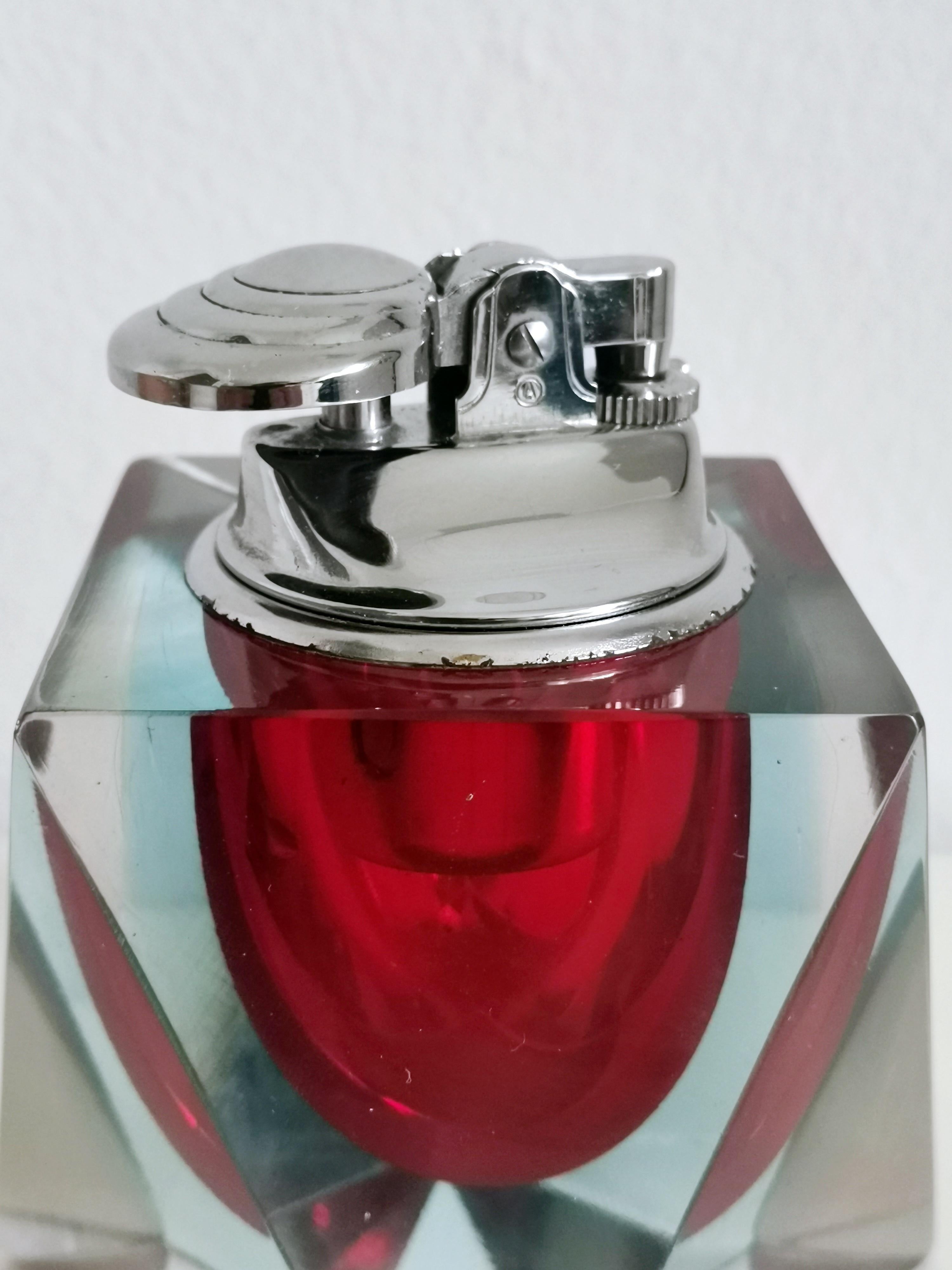 Flavio Poli für Seguso, Rotes Feuerzeug aus Murano Glas, 60er Jahre im Angebot 4