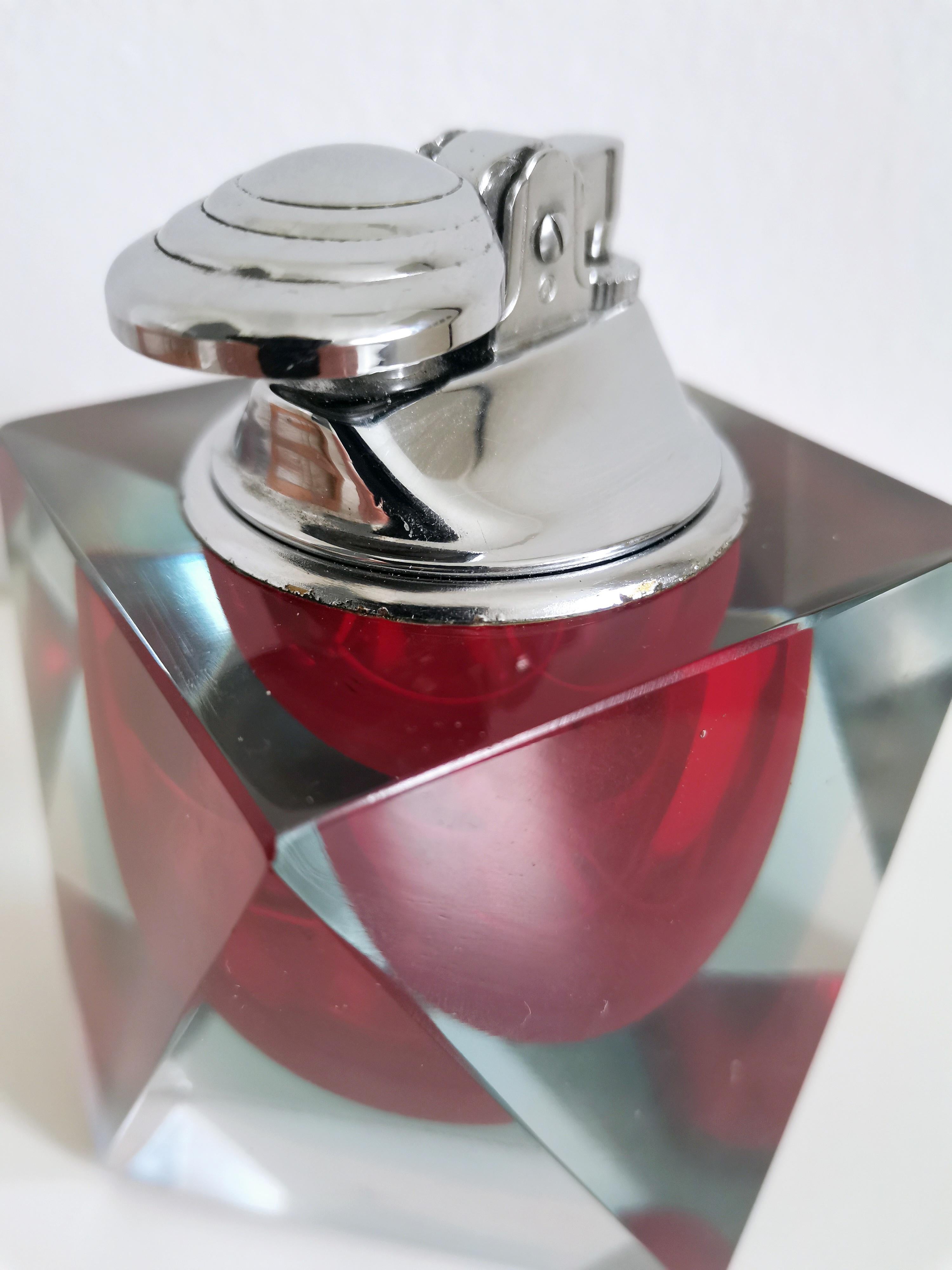 Flavio Poli für Seguso, Rotes Feuerzeug aus Murano Glas, 60er Jahre im Angebot 5
