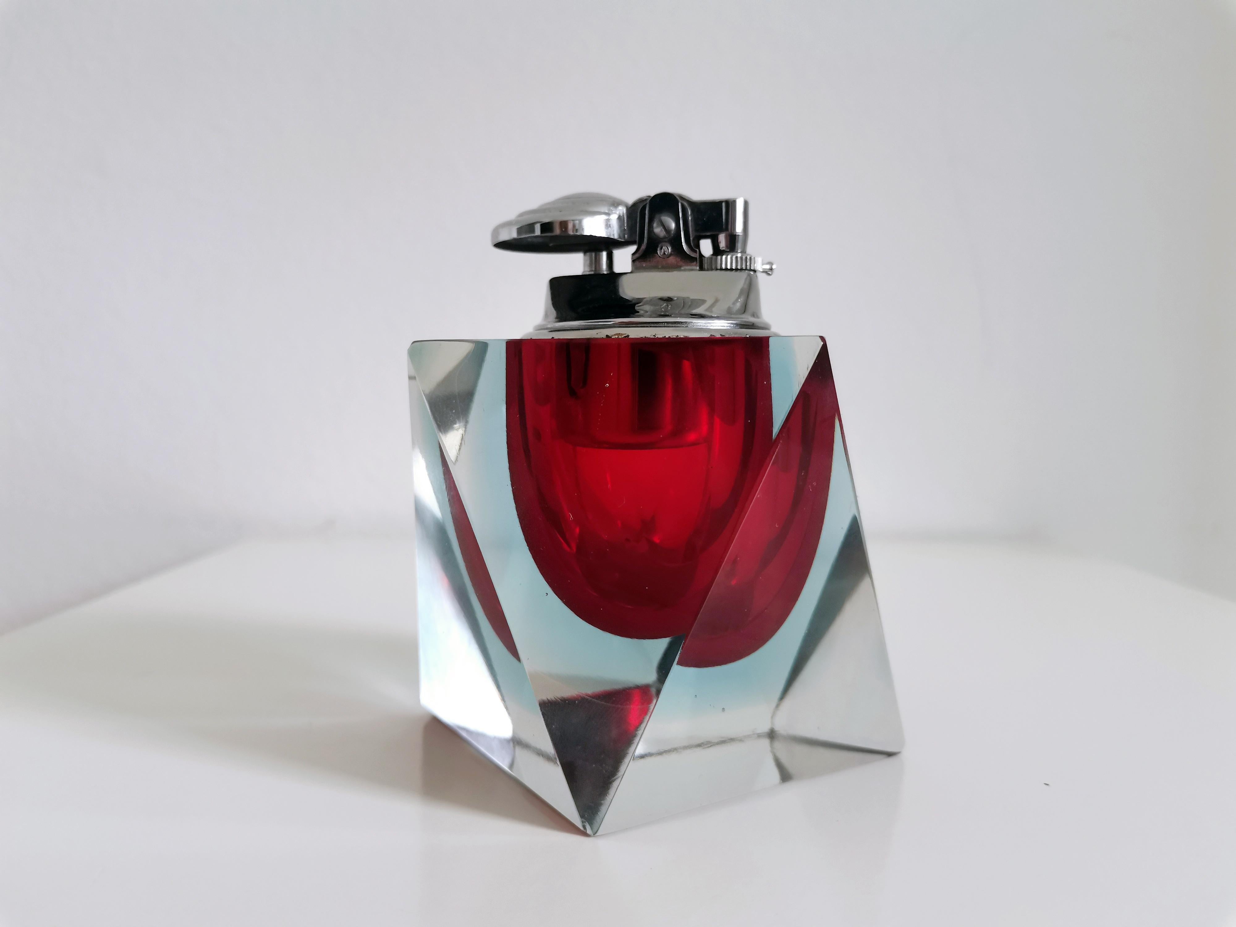 Flavio Poli für Seguso, Rotes Feuerzeug aus Murano Glas, 60er Jahre im Angebot 6