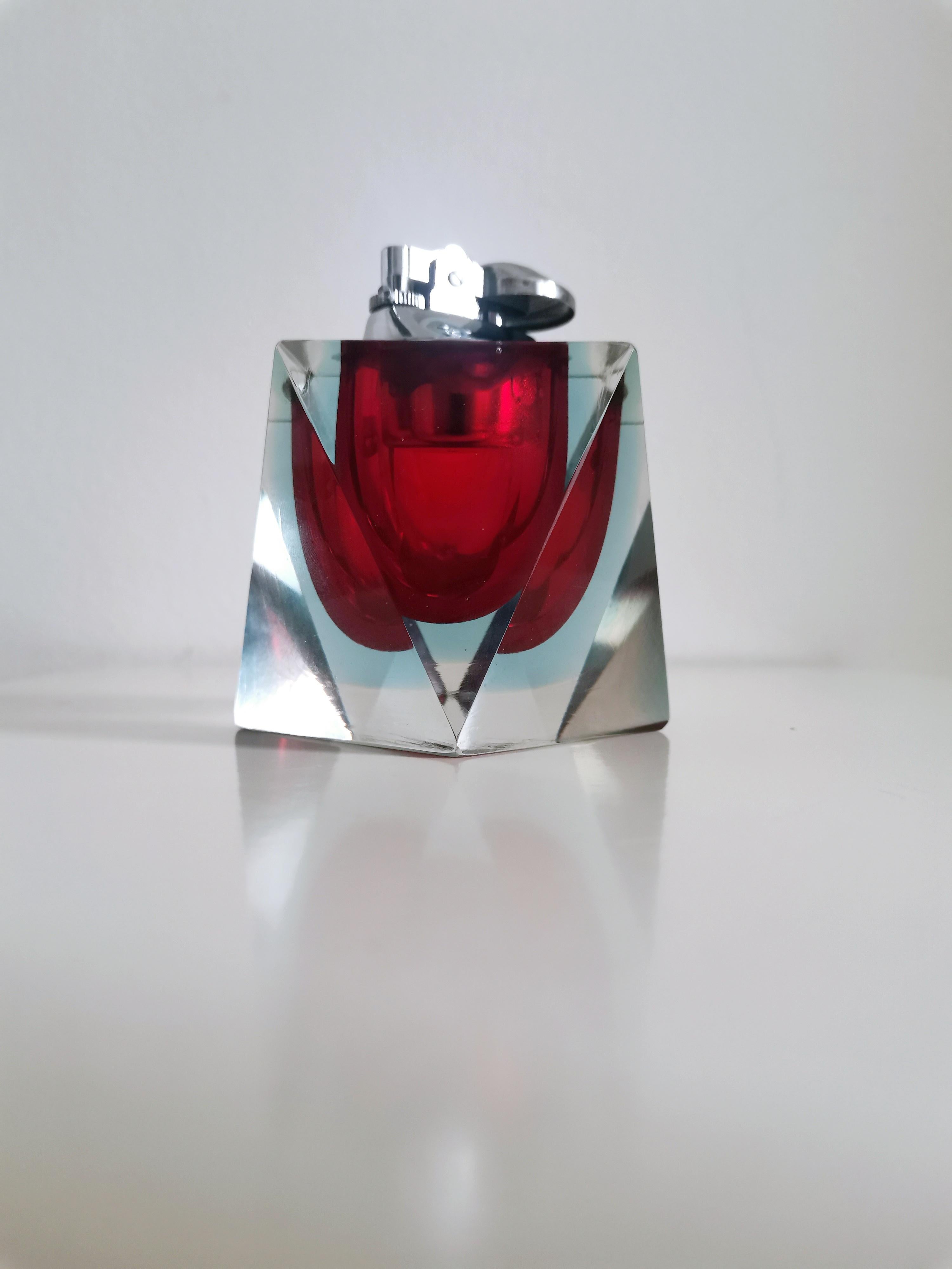 Flavio Poli für Seguso, Rotes Feuerzeug aus Murano Glas, 60er Jahre im Angebot 7