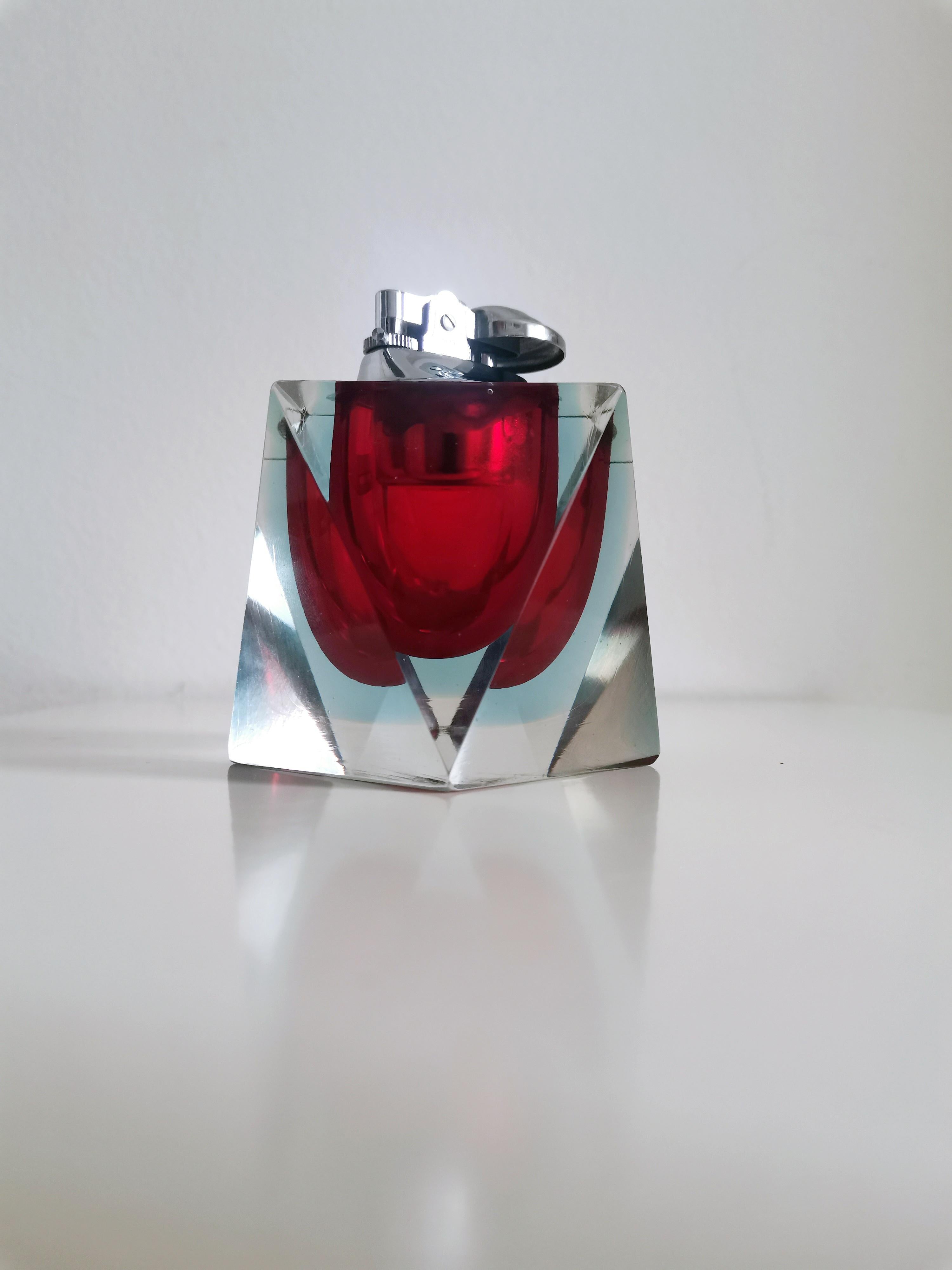 Flavio Poli für Seguso, Rotes Feuerzeug aus Murano Glas, 60er Jahre im Angebot 8