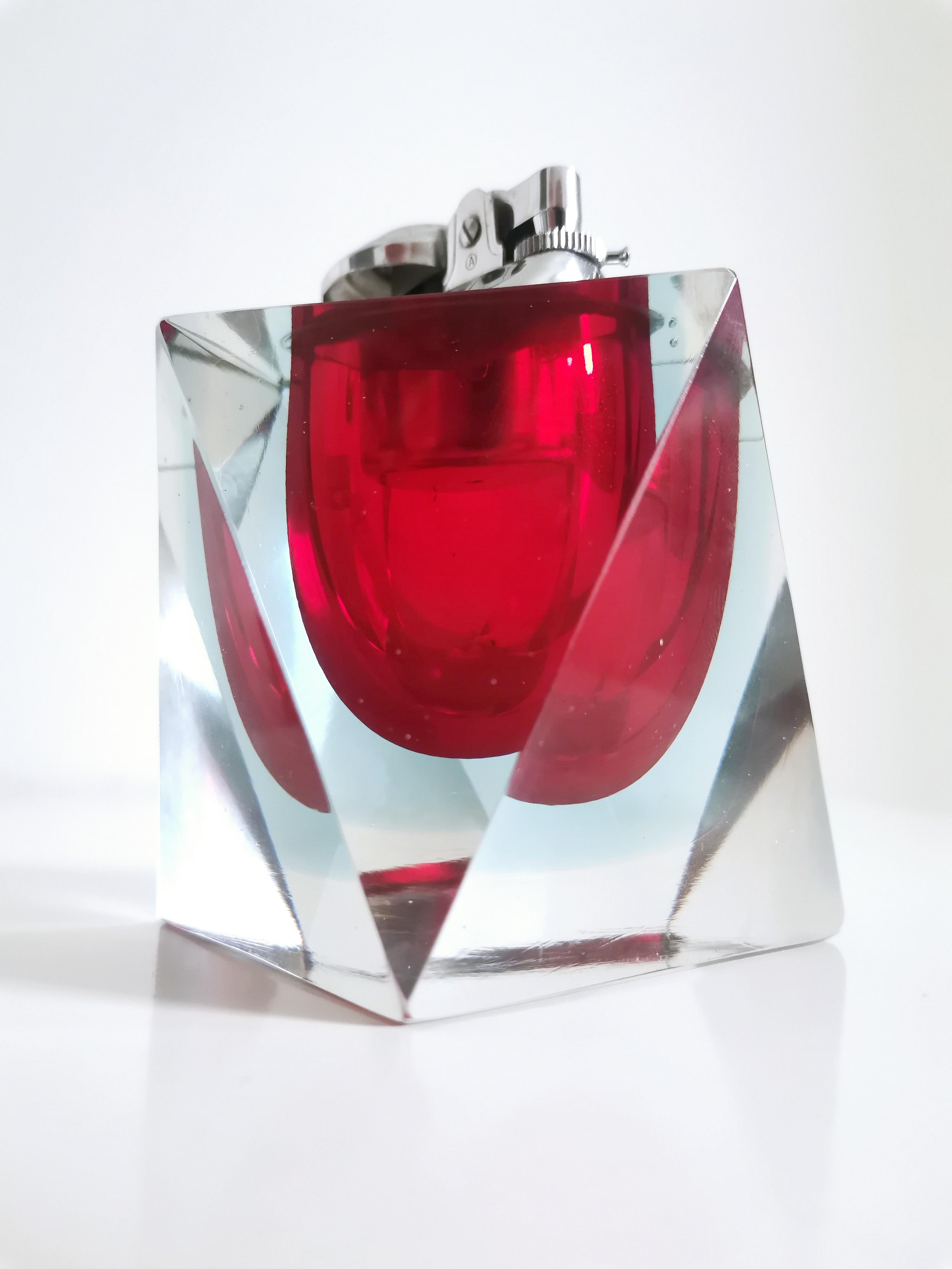Flavio Poli für Seguso, Rotes Feuerzeug aus Murano Glas, 60er Jahre im Angebot 9