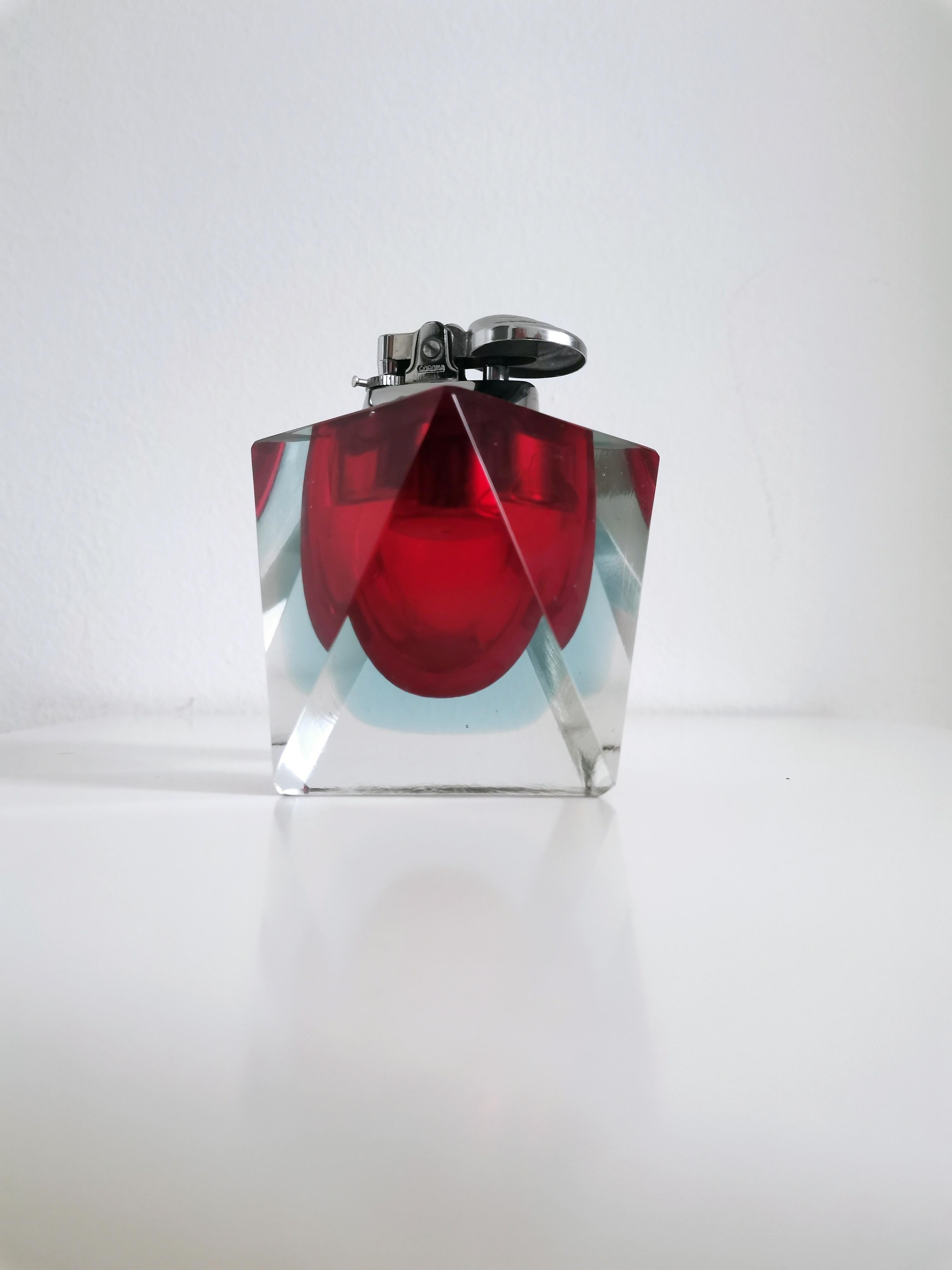 Flavio Poli für Seguso, Rotes Feuerzeug aus Murano Glas, 60er Jahre im Angebot 10
