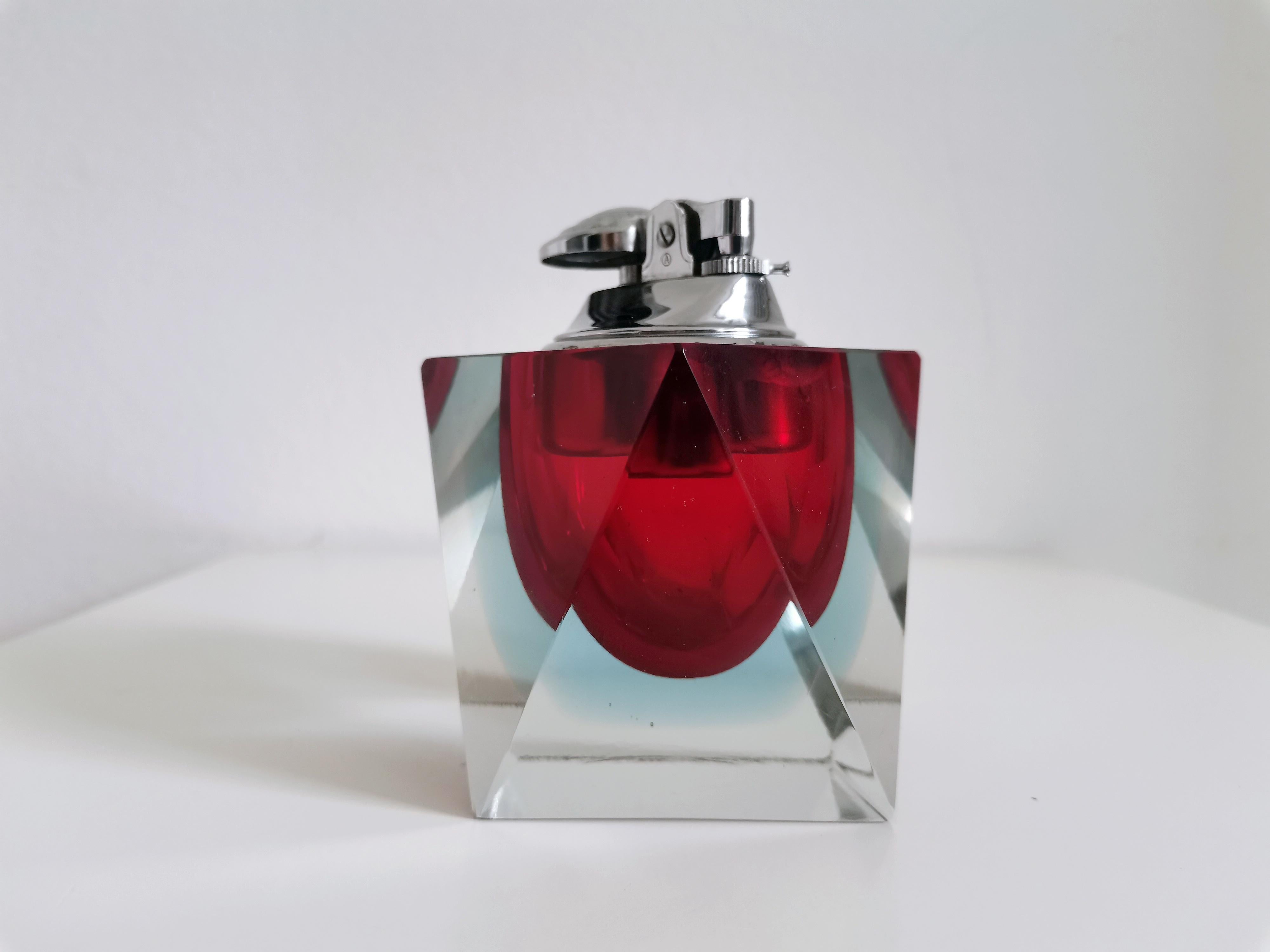 Flavio Poli für Seguso, Rotes Feuerzeug aus Murano Glas, 60er Jahre (Italienisch) im Angebot