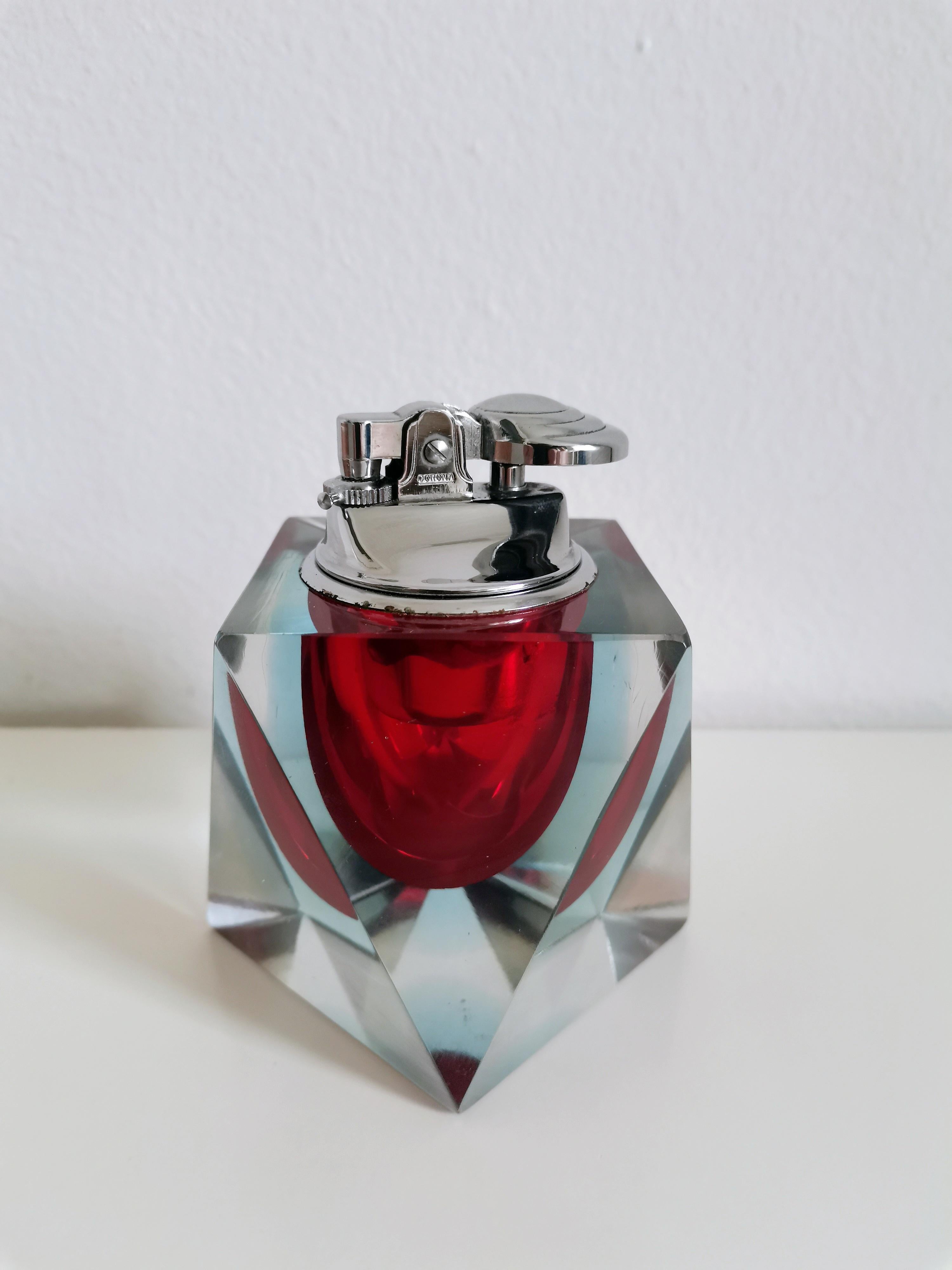 Flavio Poli für Seguso, Rotes Feuerzeug aus Murano Glas, 60er Jahre (Muranoglas) im Angebot