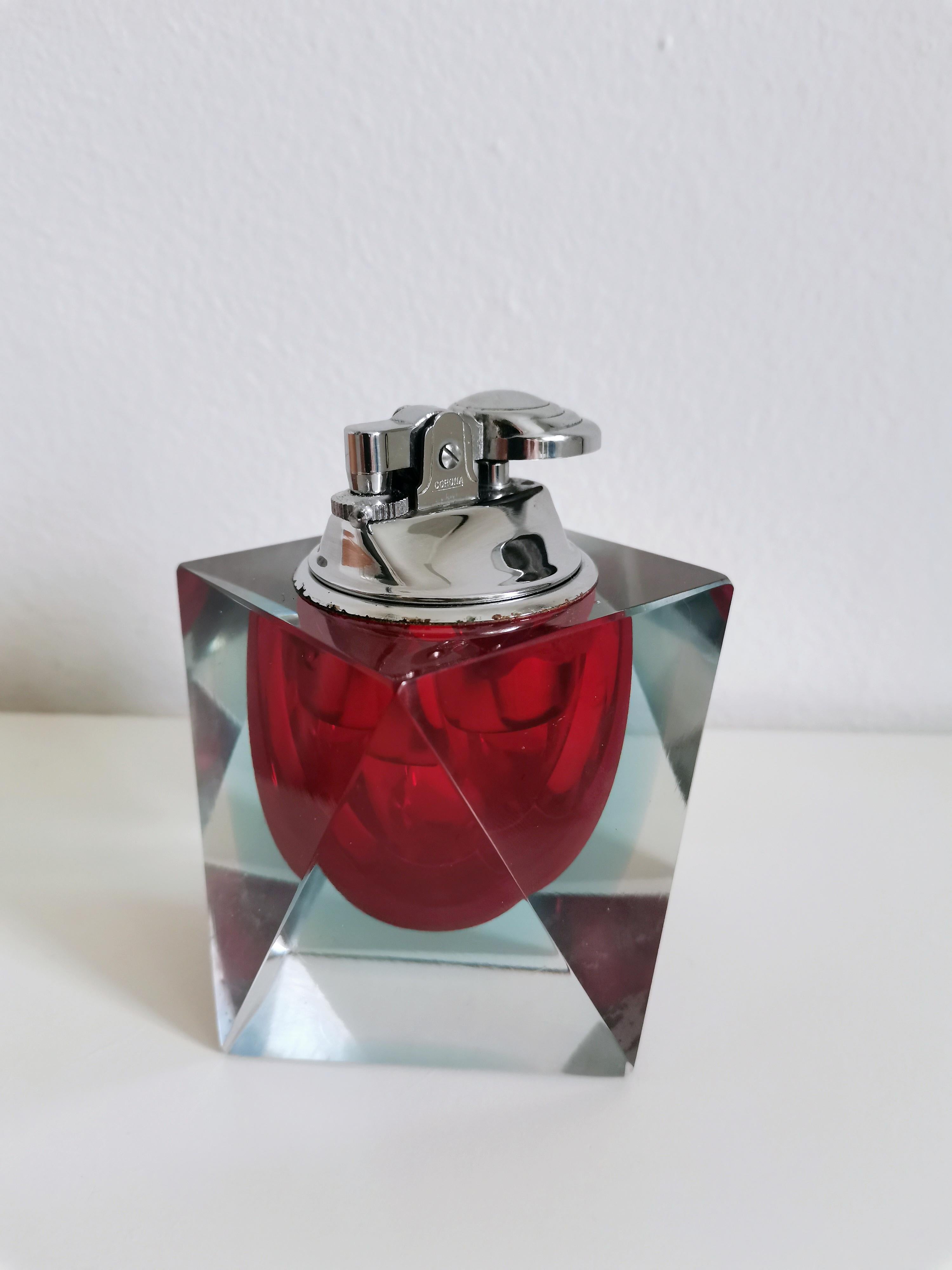 Flavio Poli für Seguso, Rotes Feuerzeug aus Murano Glas, 60er Jahre im Angebot 1