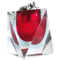 Flavio Poli pour Seguso, briquet rouge en verre de Murano, années 60