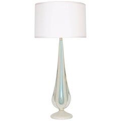 Flavio Poli for Seguso Sommerso Lamp in Blue and White with Gold Aventurine