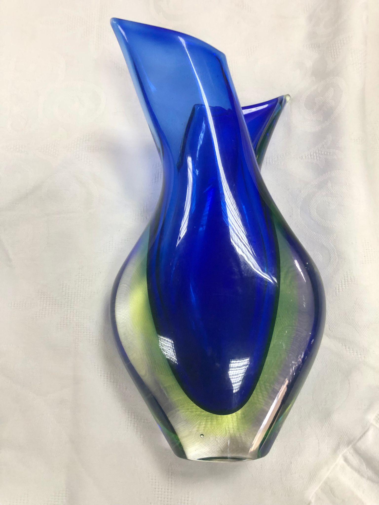 Mid-20th Century Flavio Poli for Seguso Sommerso Murano Glass Vase, Italy, 1950s For Sale
