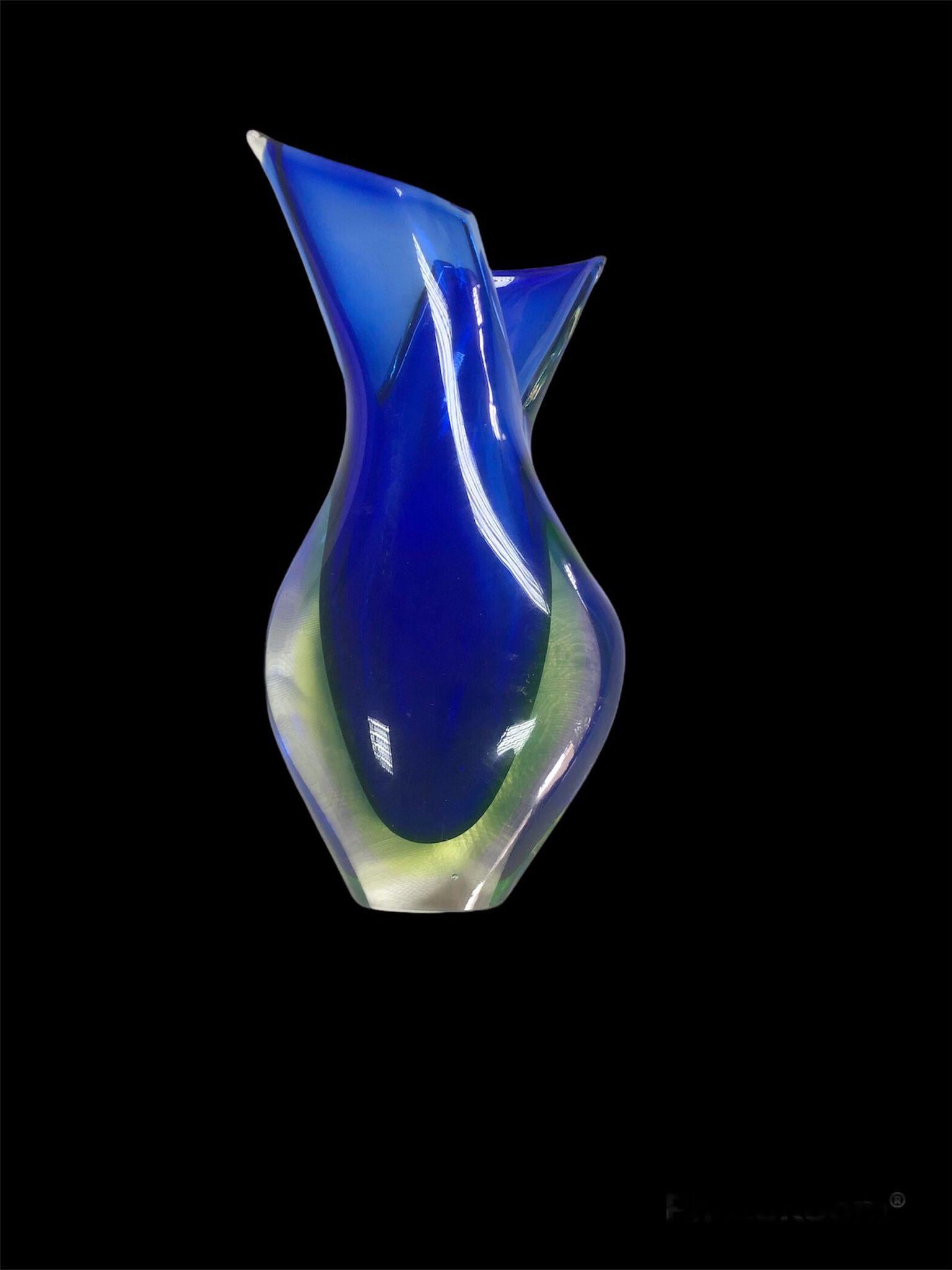 Art Glass Flavio Poli for Seguso Sommerso Murano Glass Vase, Italy, 1950s For Sale
