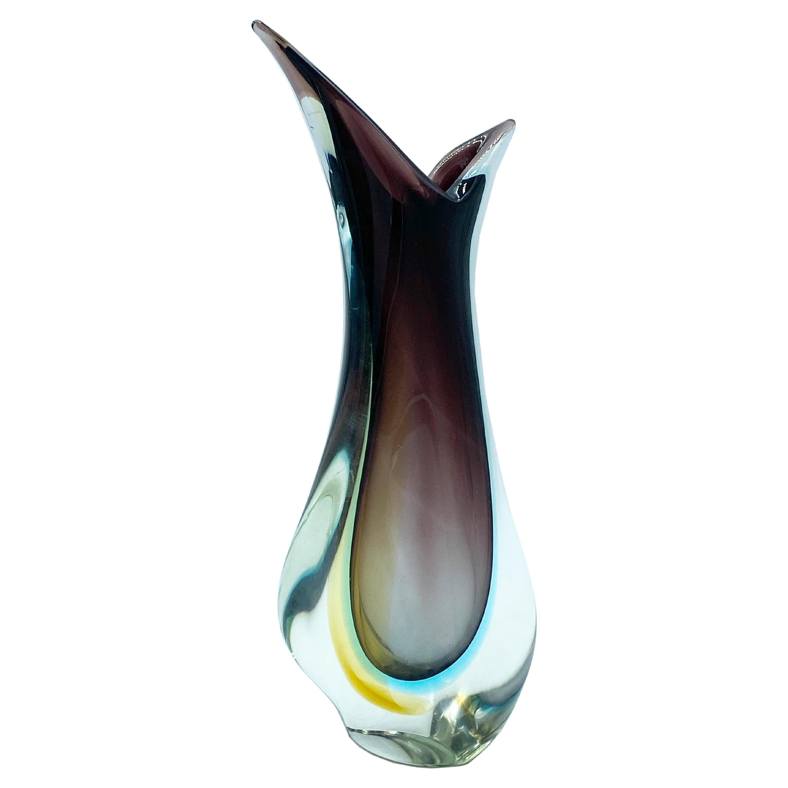Flavio Poli for Seguso Sommerso Murano Glass Vase, Italy, 1950s