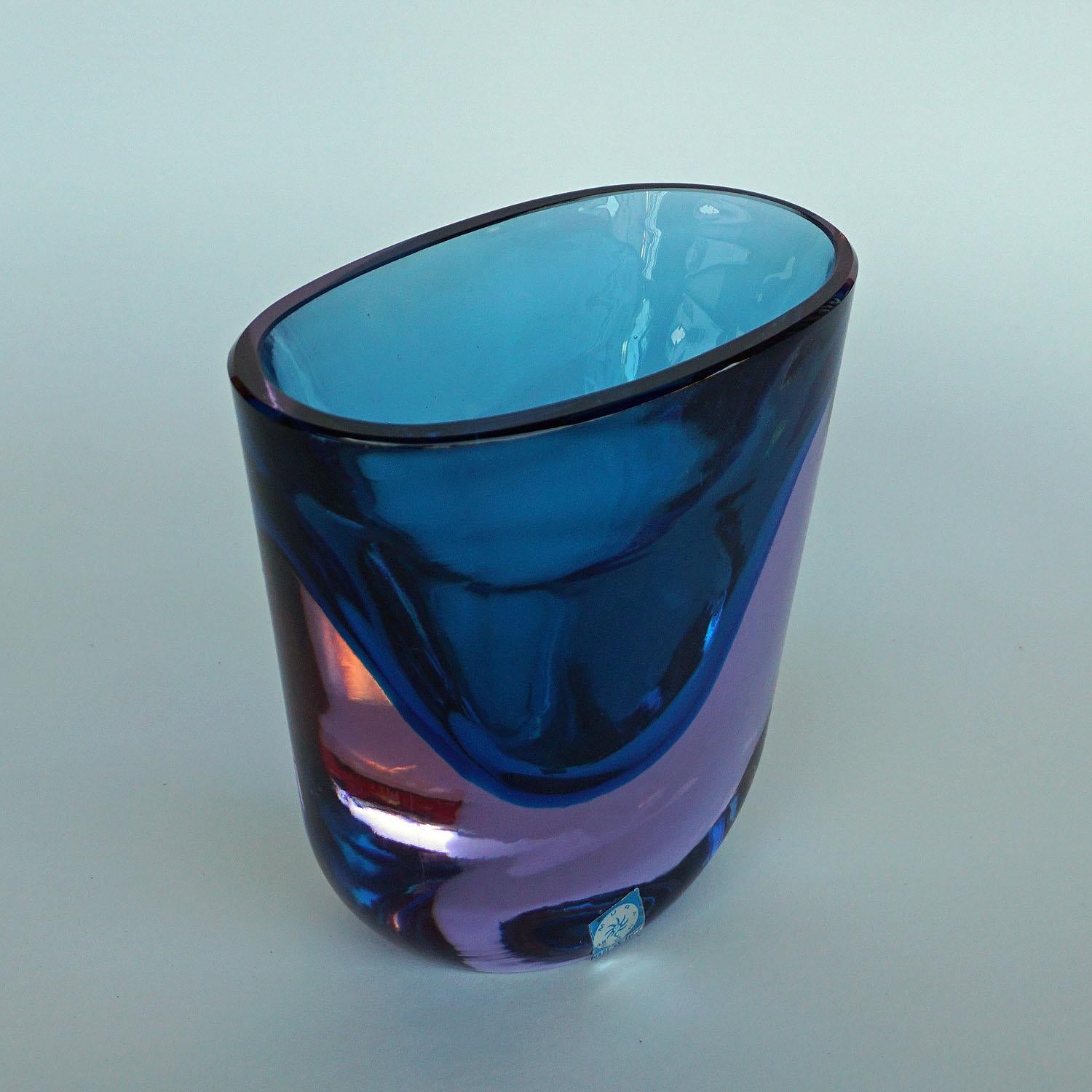 Mid-Century Modern Flavio Poli for Seguso Sommerso Vase Murano, circa 1960