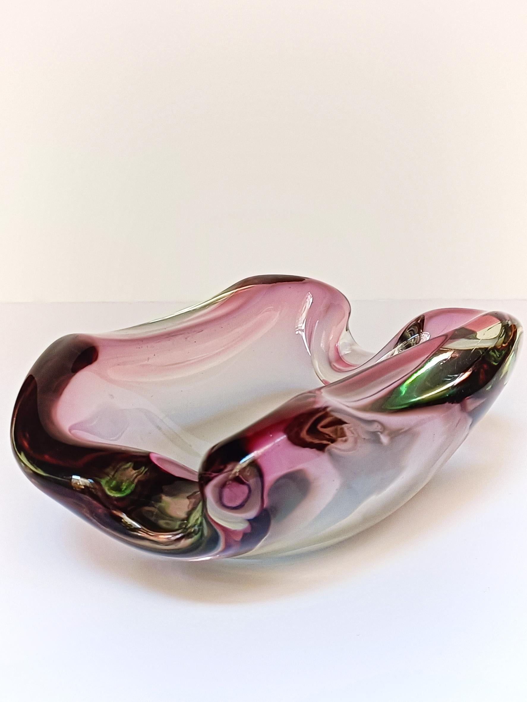 Flavio Poli für Seguso Vetri d'Arte Sommerso Murano Glass Schale, Italien, 1950er Jahre im Angebot 4