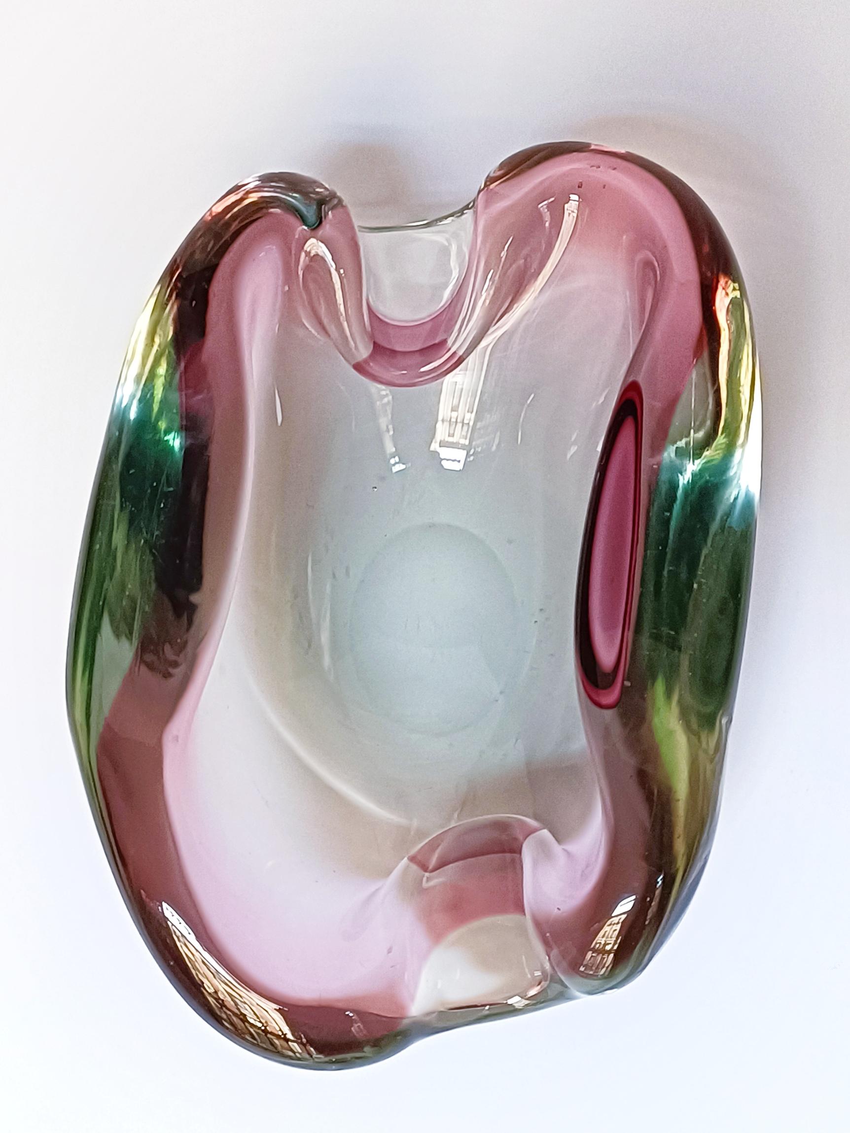 Hand-Crafted Flavio Poli for Seguso Vetri d´Arte Sommerso Murano Glass Bowl, Italy, 1950s For Sale