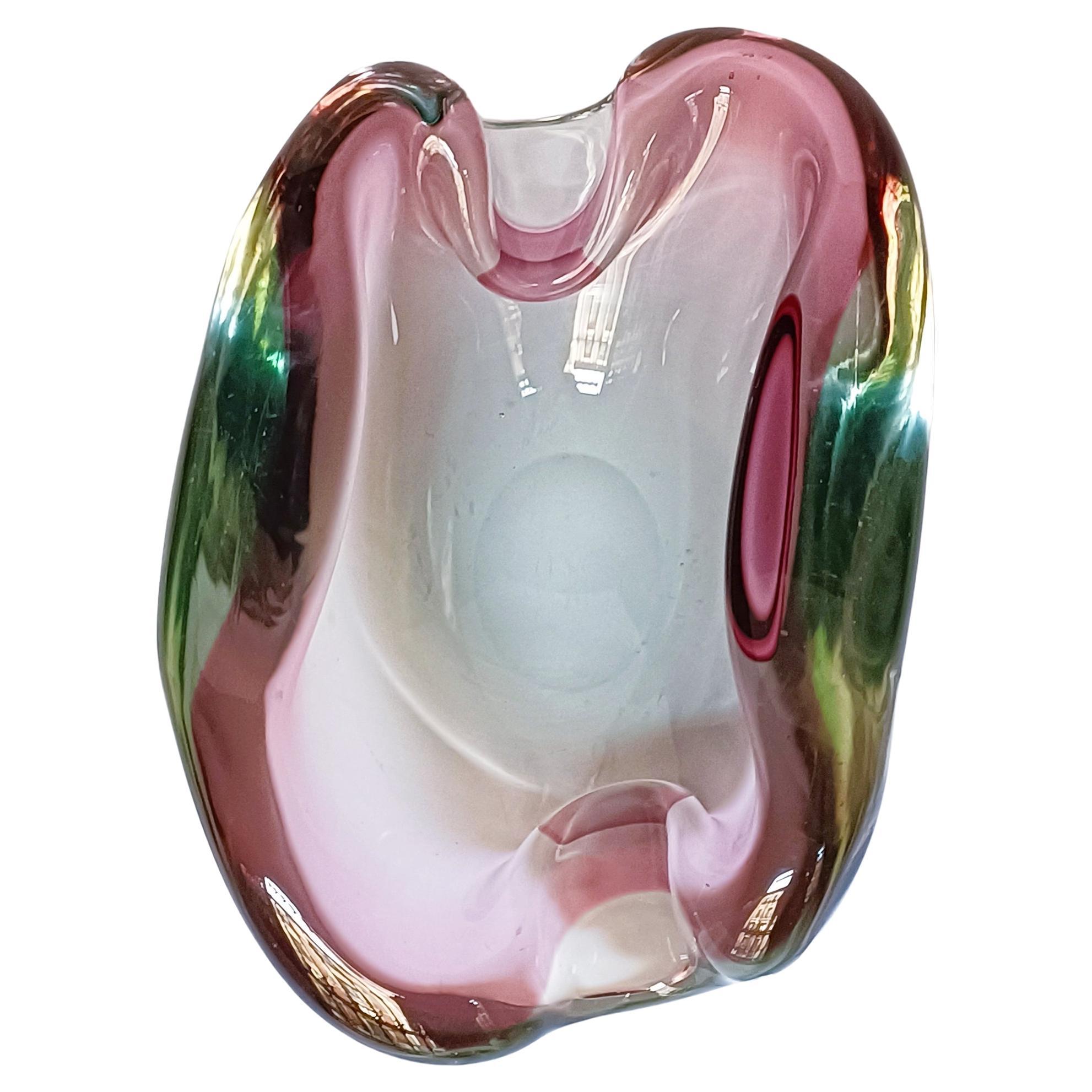 Flavio Poli for Seguso Vetri d´Arte Sommerso Murano Glass Bowl, Italy, 1950s