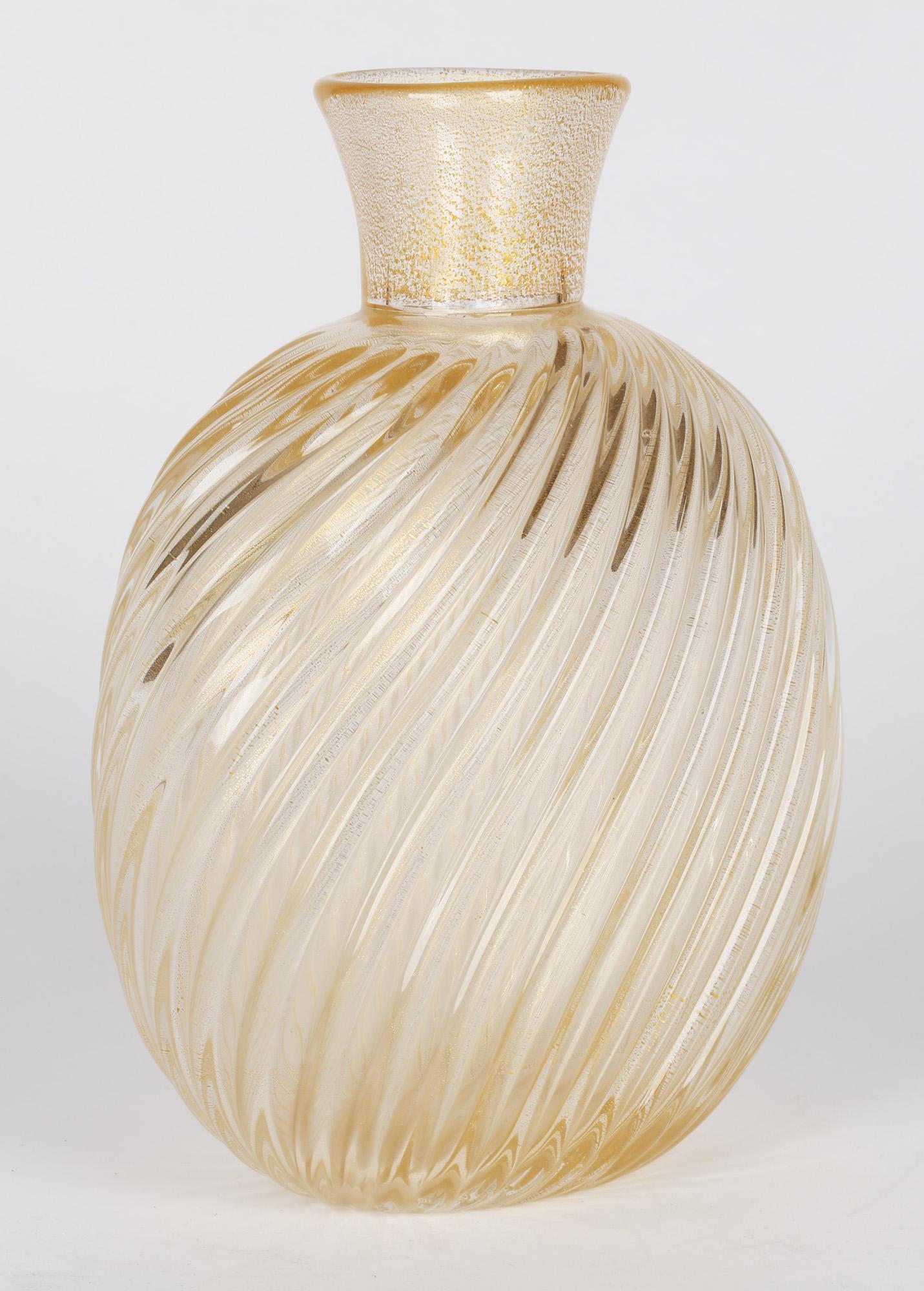 Flavio Poli for Seguso Vetri D'Art Incrociato Oro Glass Vase For Sale 5