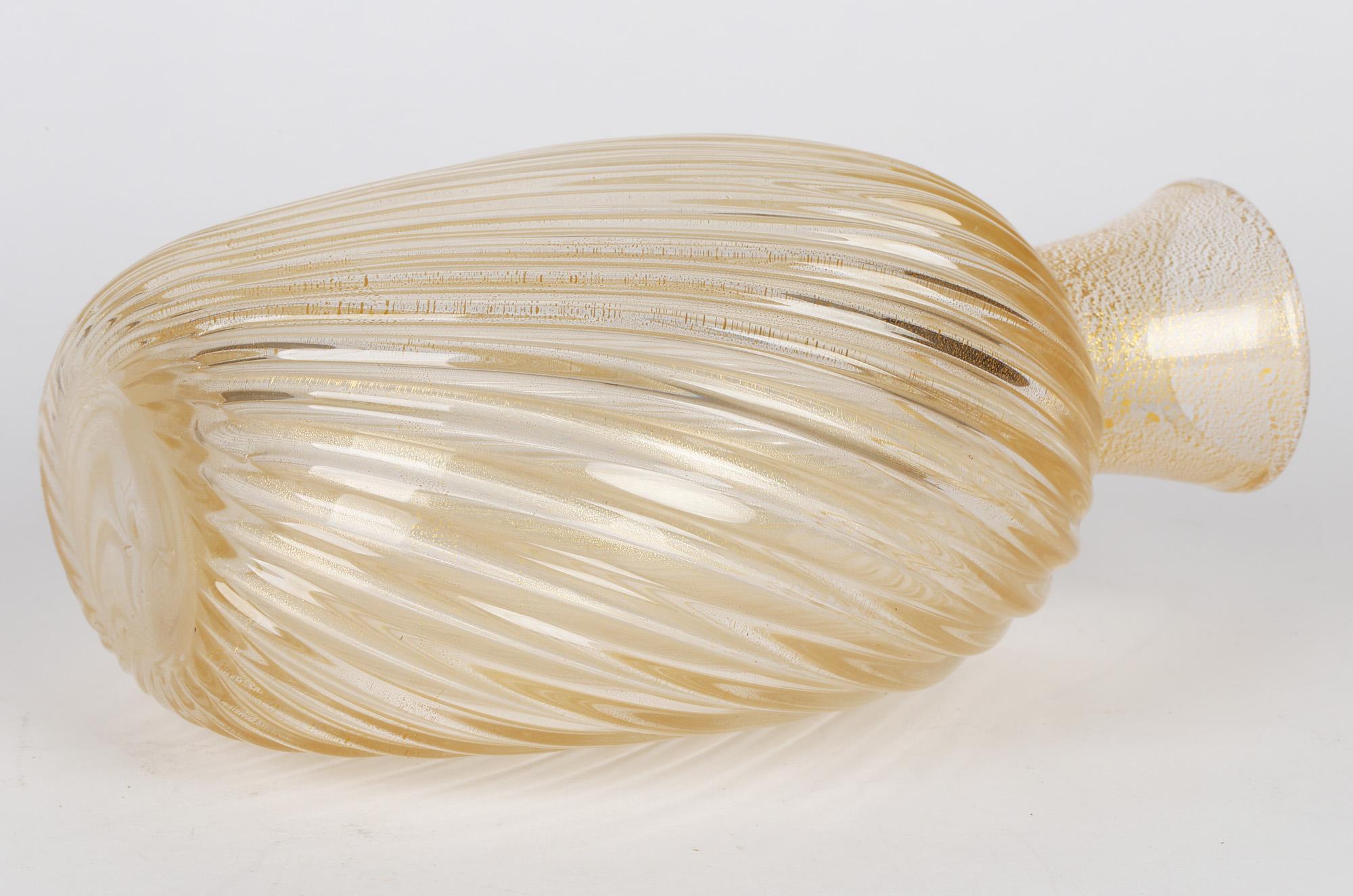 Vase aus Incrociato Oro-Glas von Flavio Poli für Seguso Vetri D'Art (Handgefertigt) im Angebot
