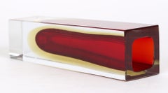 Flavio Poli for Seguso Vetri D'Art Murano Red Sommerso Faceted Glass Vase