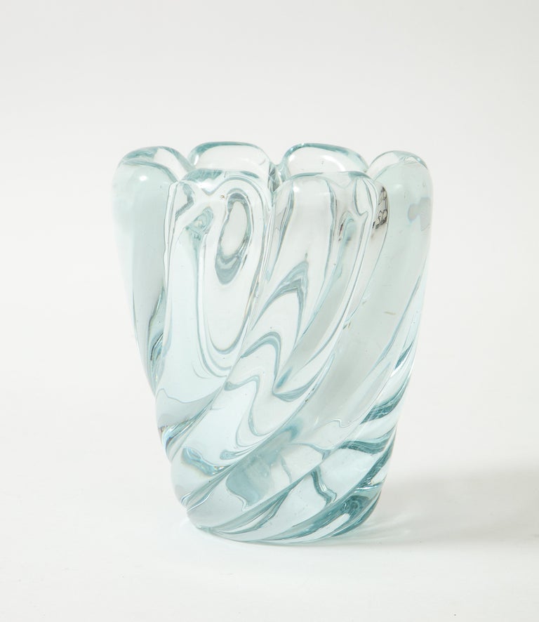 Mid-Century Modern Flavio Poli for Seguso Vetri d'Arte Blown Glass Vase Model 7609, Italy, 1940s For Sale
