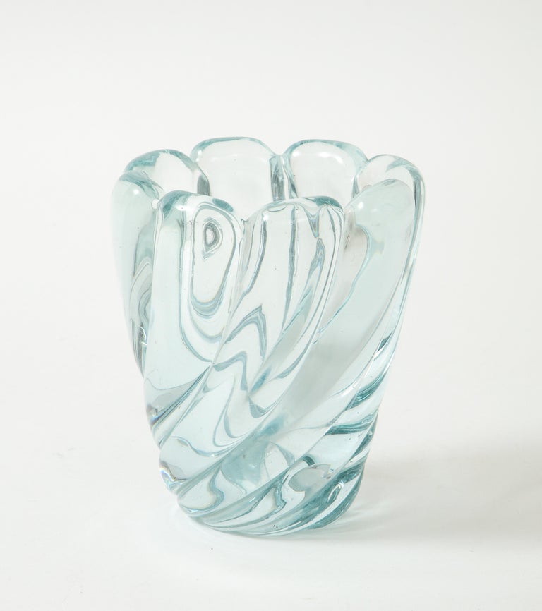 Italian Flavio Poli for Seguso Vetri d'Arte Blown Glass Vase Model 7609, Italy, 1940s For Sale