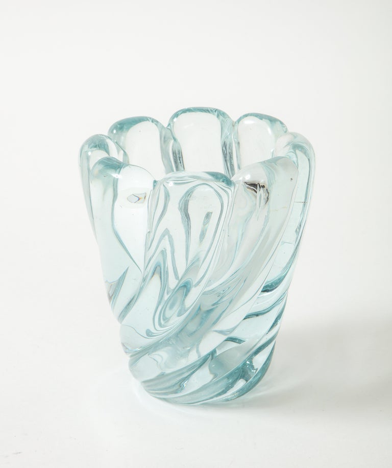 Mid-20th Century Flavio Poli for Seguso Vetri d'Arte Blown Glass Vase Model 7609, Italy, 1940s For Sale