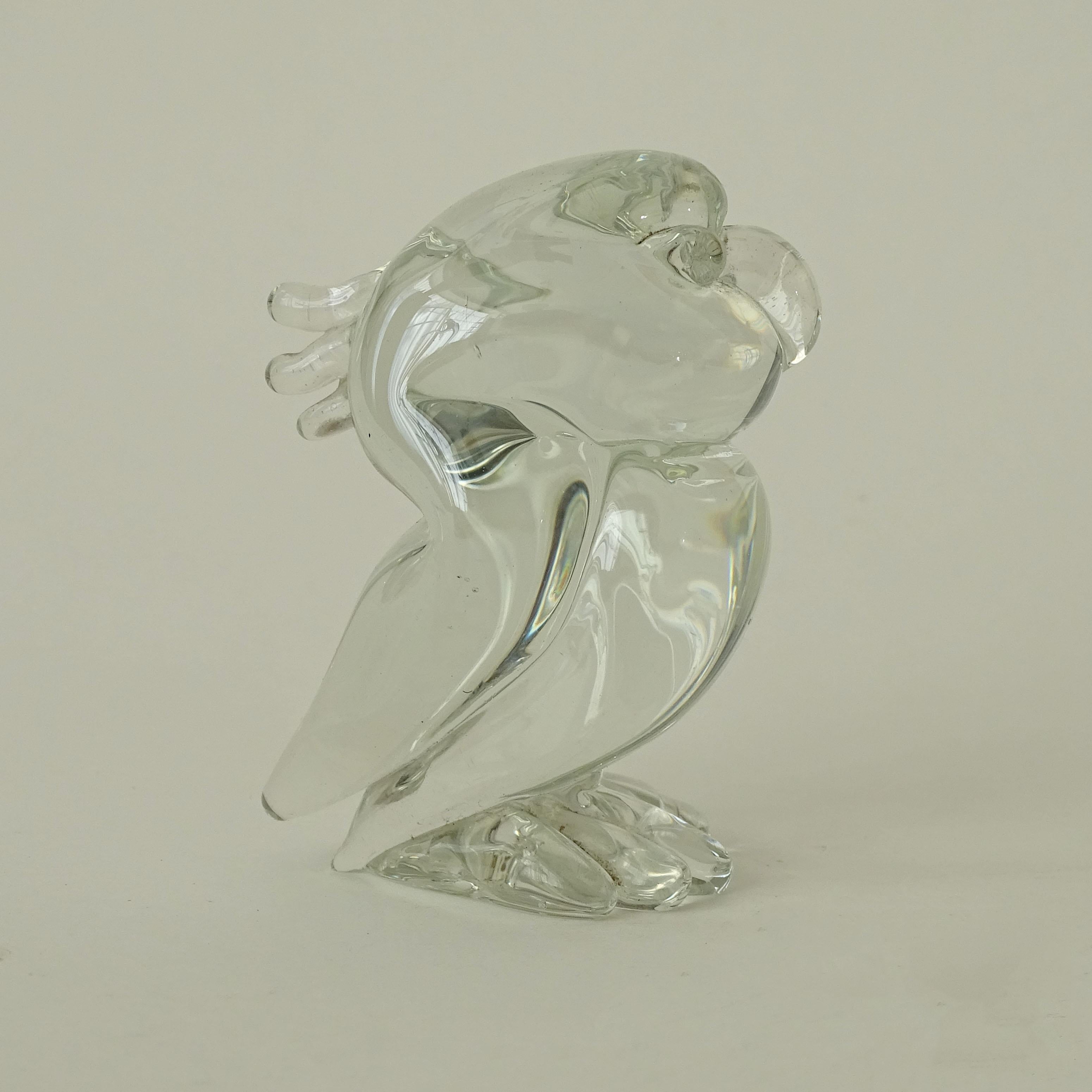 Italian Flavio Poli for Seguso Vetri d'Arte Parrot in Clear Murano Glass, 1940s