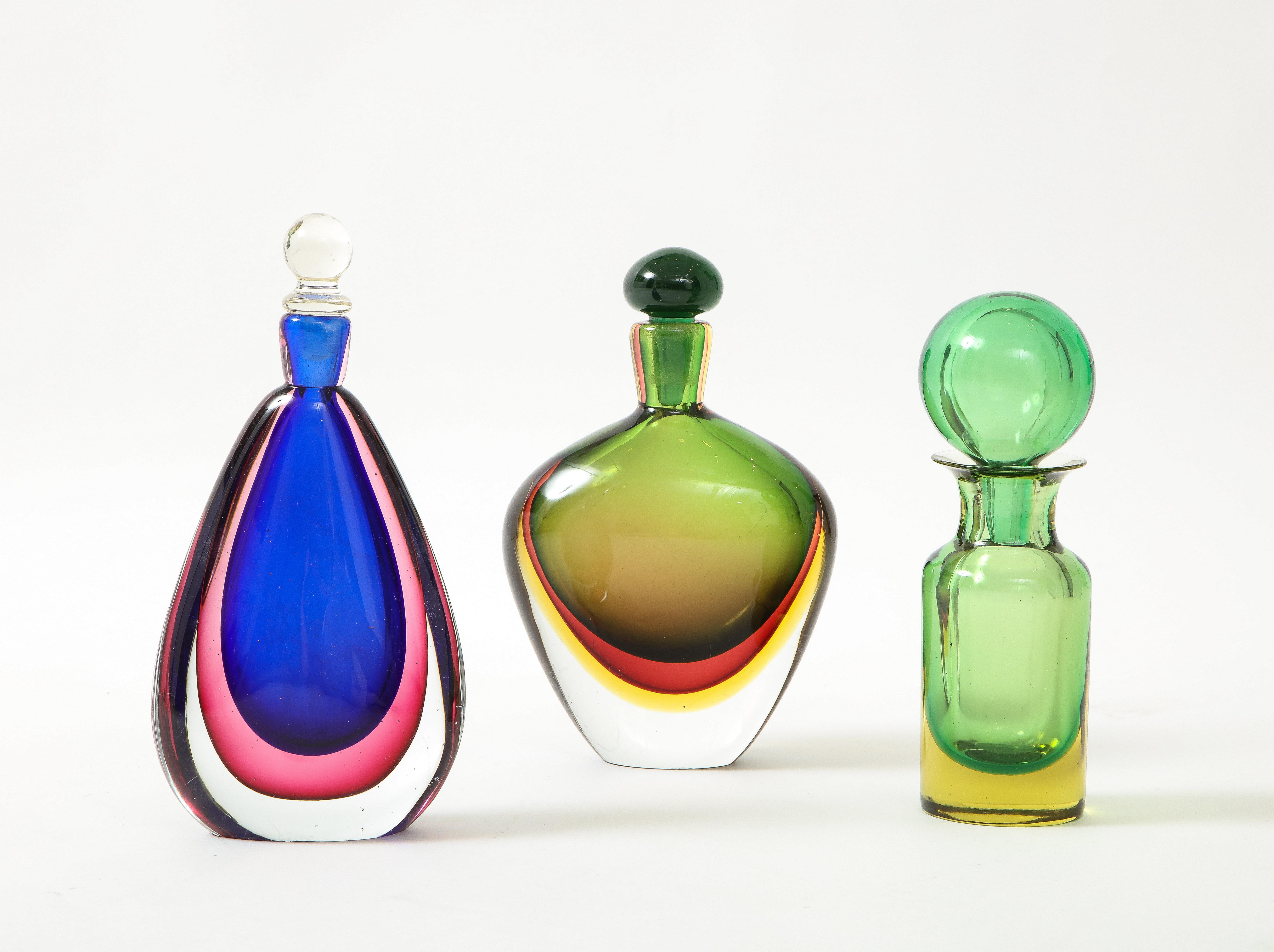 Flavio Poli for Seguso Vetri d'Arte Sommerso Glass Bottle with Stopper, 1960s 3