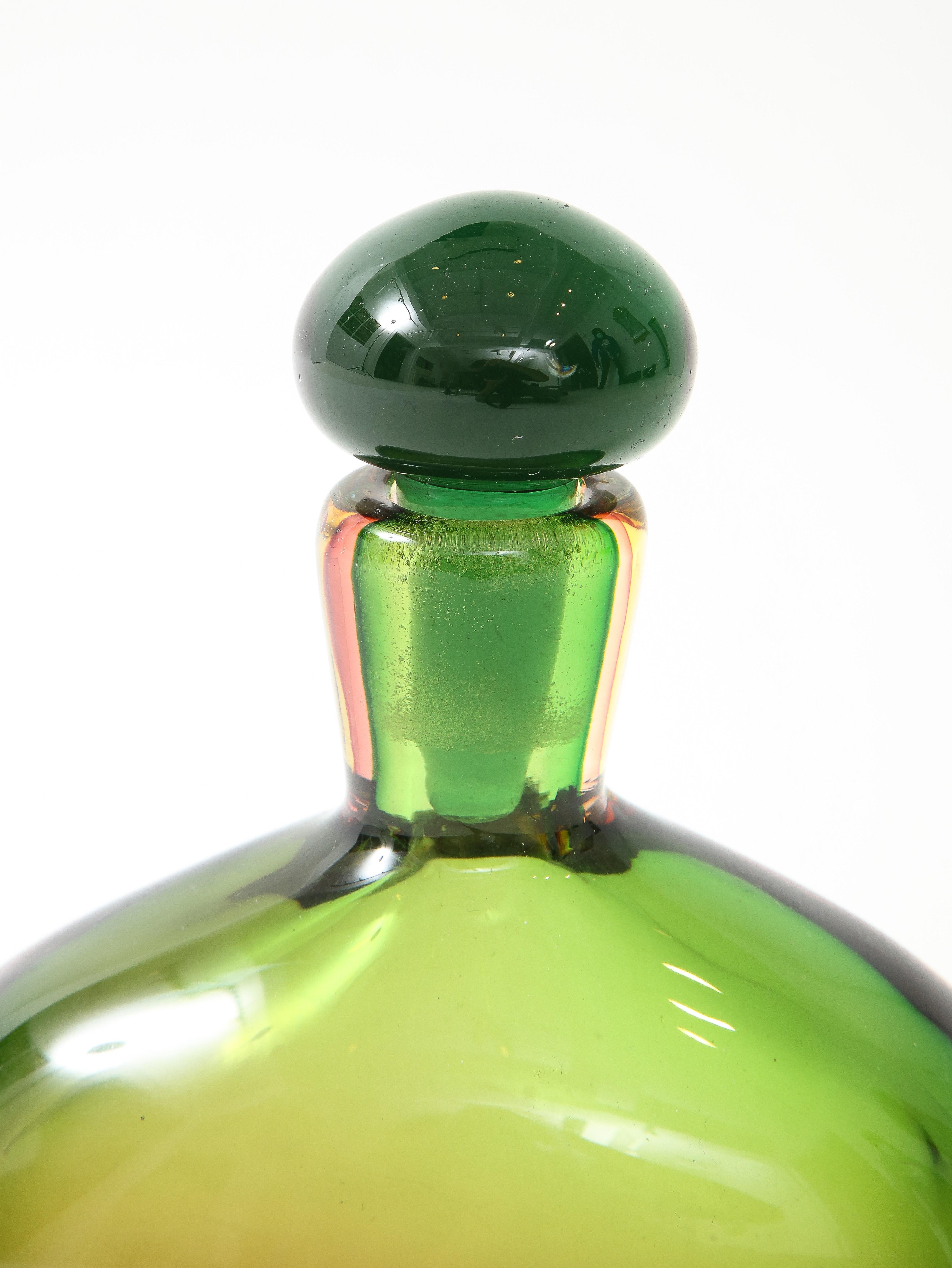 Mid-20th Century Flavio Poli for Seguso Vetri d'Arte Sommerso Glass Bottle with Stopper, 1960s