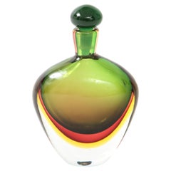 Flavio Poli for Seguso Vetri d'Arte Sommerso Glass Bottle with Stopper, 1960s