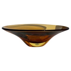 Flavio Poli for Seguso Vetri d’Arte, Sommerso Honeycomb Yellow Centerpiece Bowl