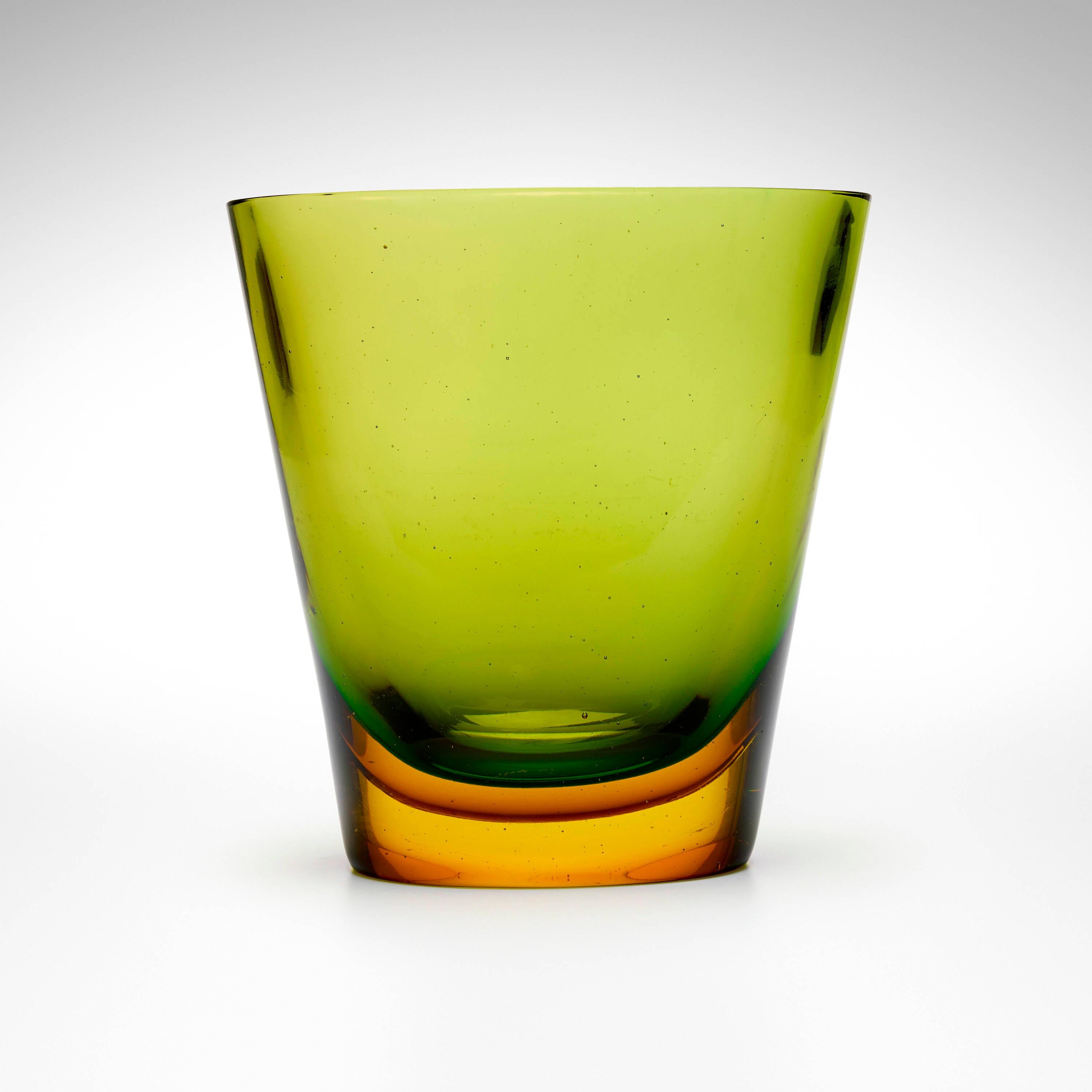 Exquisite murano glass vase documented to designer Flavio Poli for Seguso Vetri d'Arte circa 1950. Made using Flavio Poli's signature sommerso technique that employs layer of glass submerged one into the other to create a harmonious  composition of